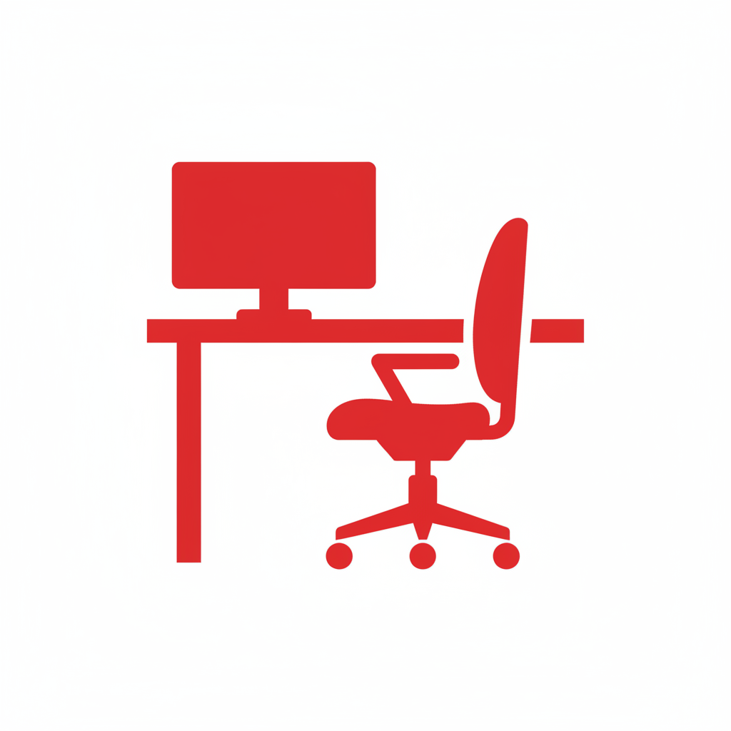 Ícone de móveis para escritório - mesa e cadeira ergonômica - Tudo de Móveis