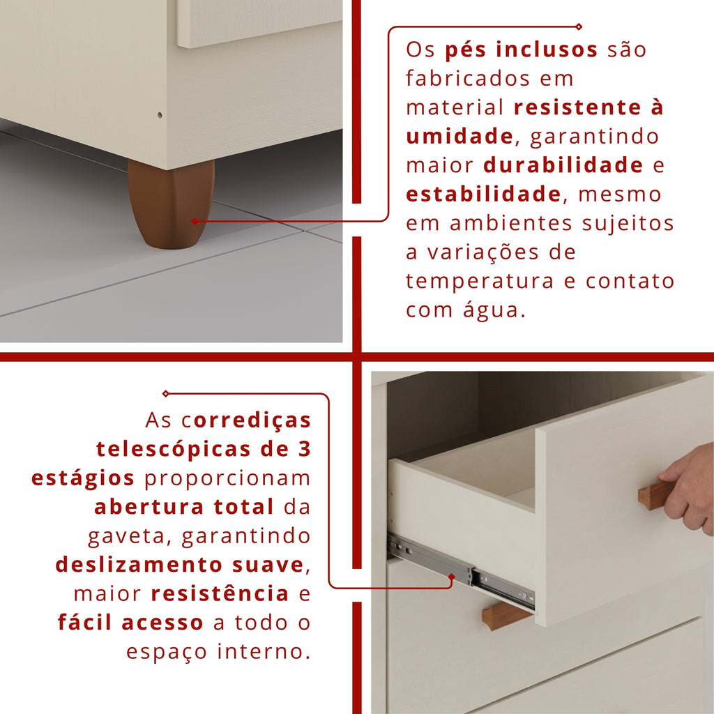Cômoda 2 Portas 4 Gavetas Madri Com Sapateira