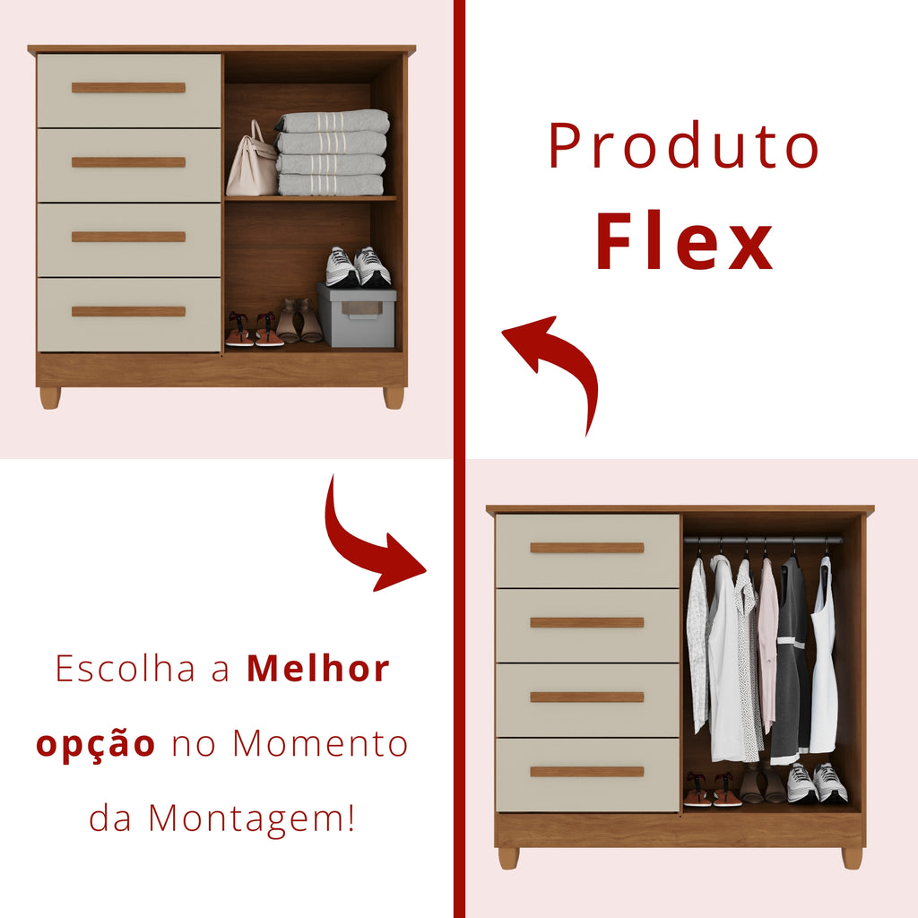 Cômoda 2 Portas 4 Gavetas Madri Com Sapateira