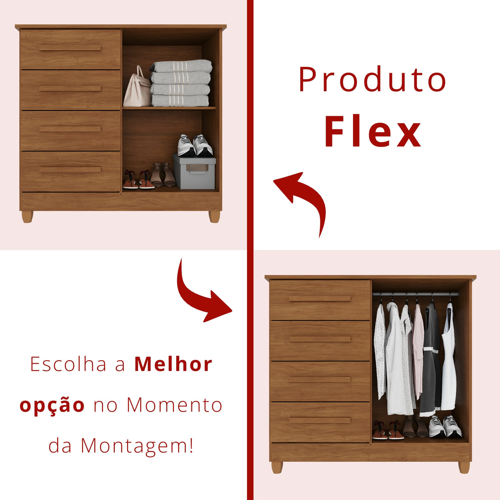 Cômoda 2 Portas 4 Gavetas Madri Com Sapateira