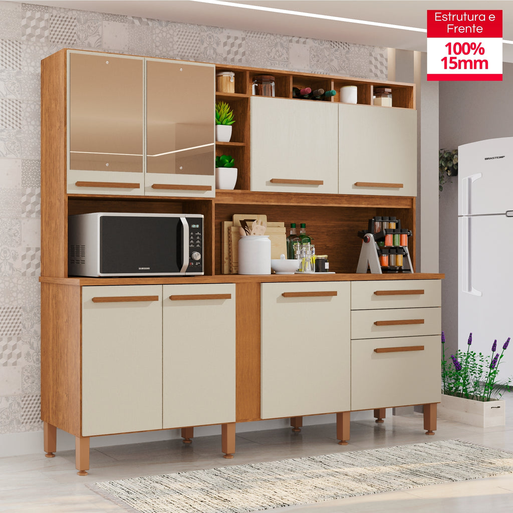 Cozinha Aurora 8 Portas e 2 Gavetas Com Espelho