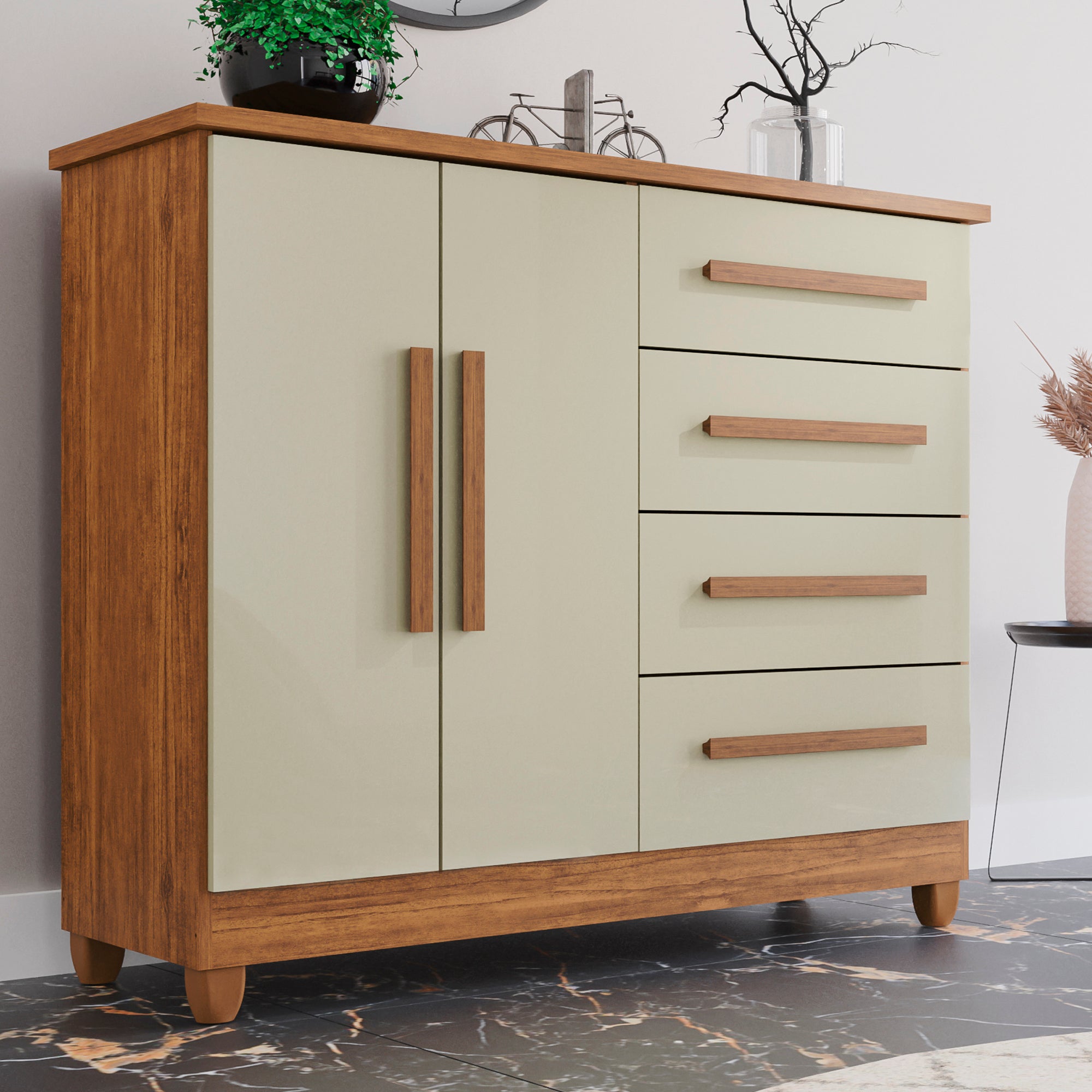 Cômoda 2 Portas 4 Gavetas Madri Com Sapateira