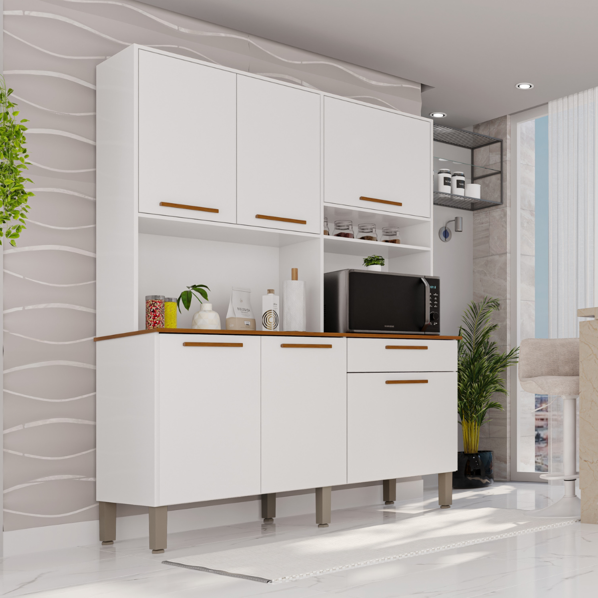 Armário de Cozinha Imperial 5 Portas 1 Porta Basculate 1 Gaveta