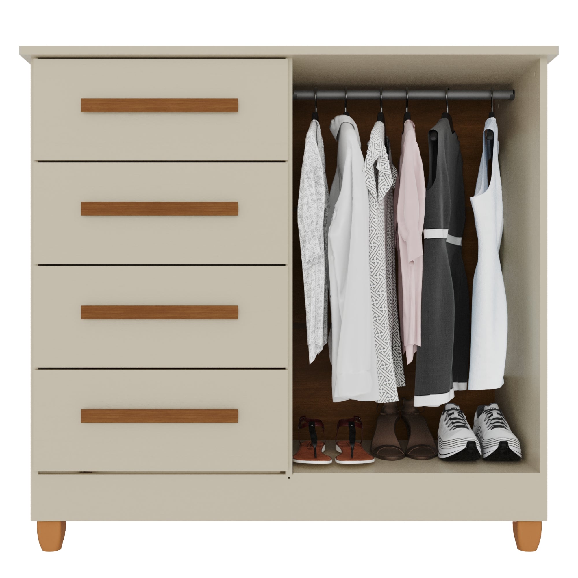 Cômoda 2 Portas 4 Gavetas Madri Com Sapateira