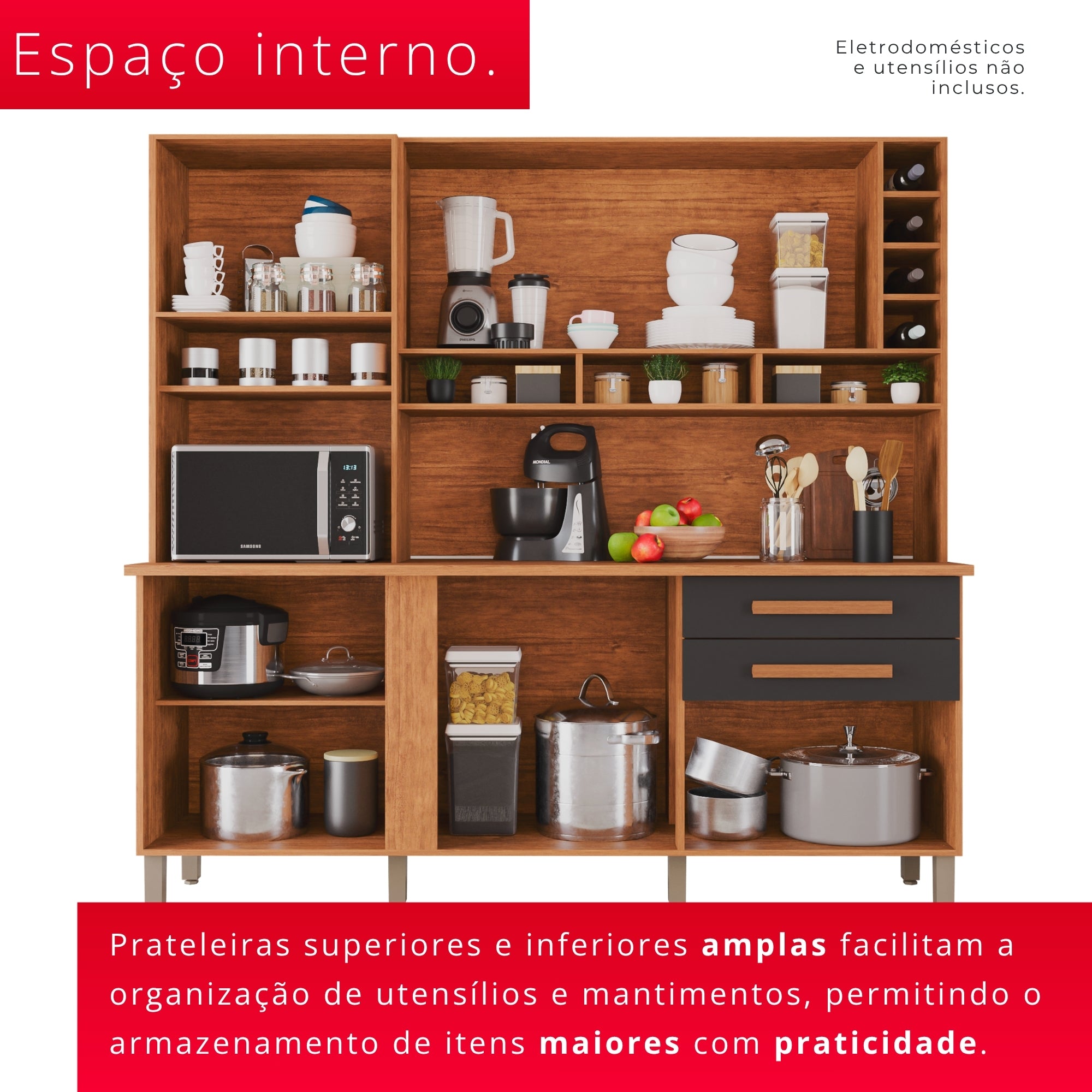 Cozinha Amanda 6 Portas e 2 Gavetas Com Espelho