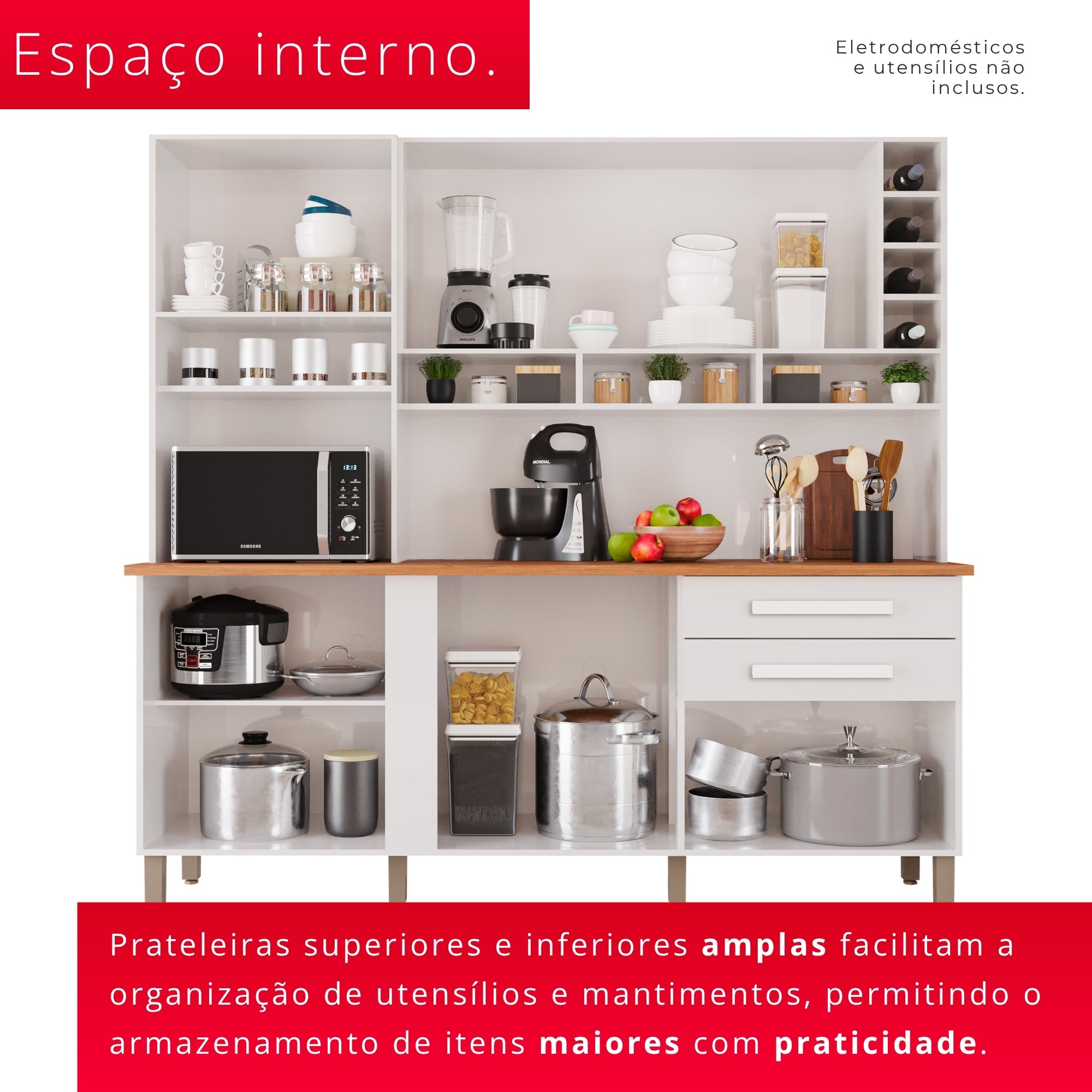 Cozinha Amanda 6 Portas e 2 Gavetas Com Espelho