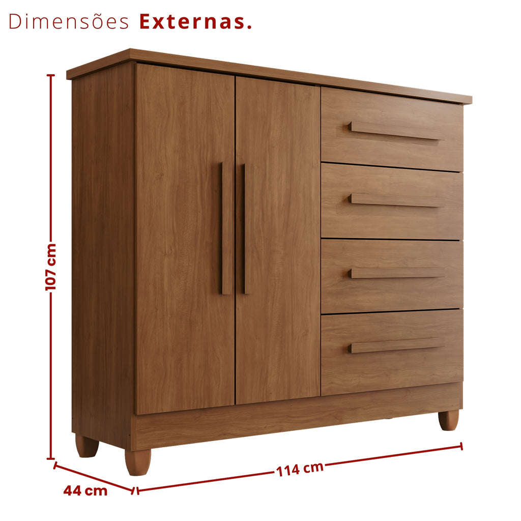 Cômoda 2 Portas 4 Gavetas Madri Com Sapateira