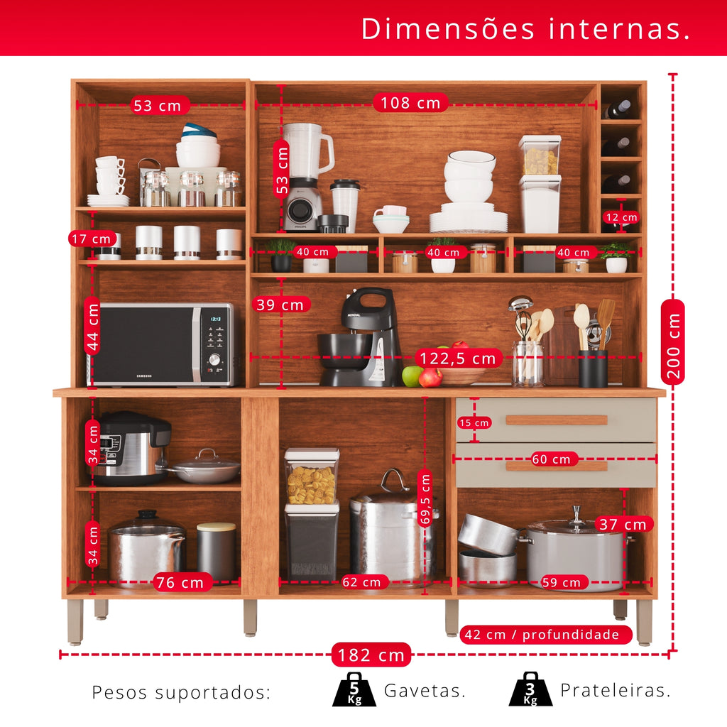 Cozinha Amanda 6 Portas e 2 Gavetas Com Espelho