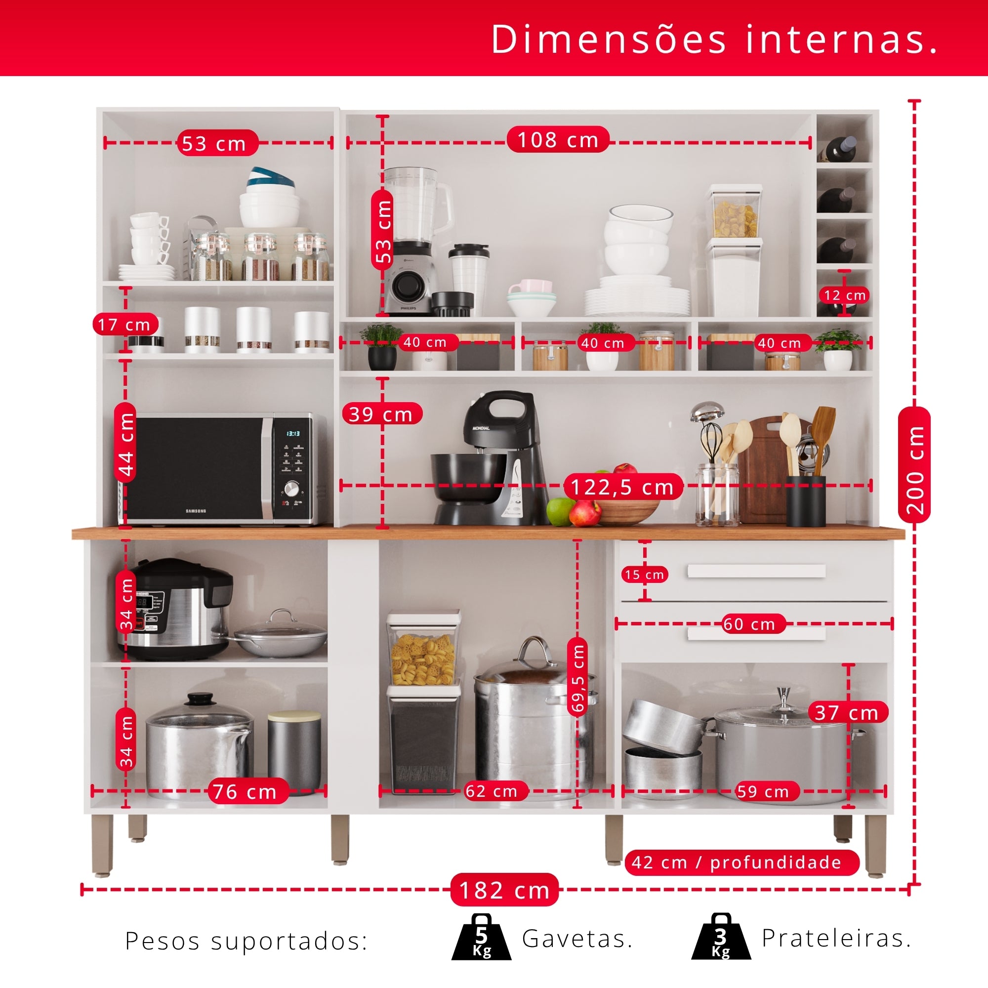 Cozinha Amanda 6 Portas e 2 Gavetas Com Espelho