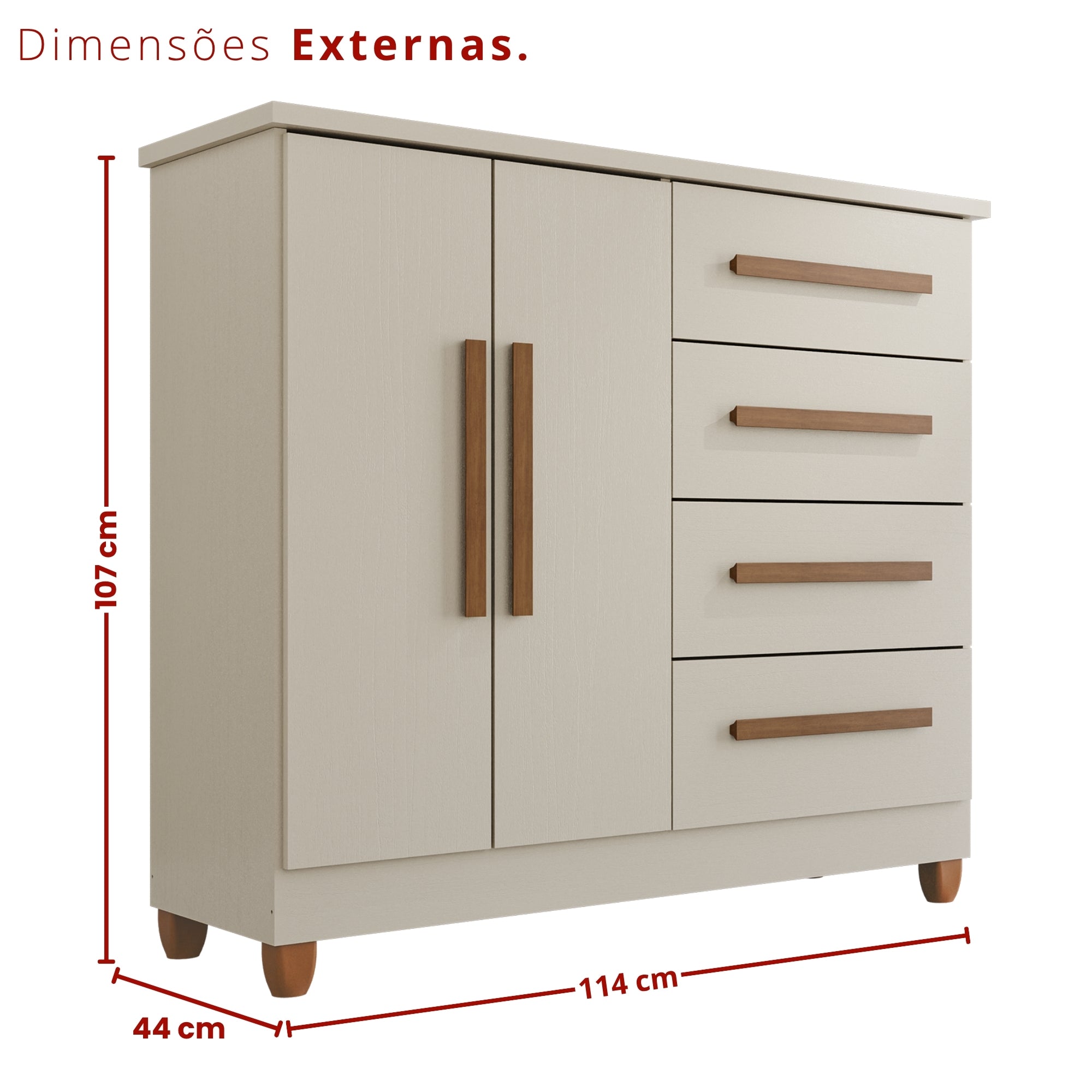 Cômoda 2 Portas 4 Gavetas Madri Com Sapateira