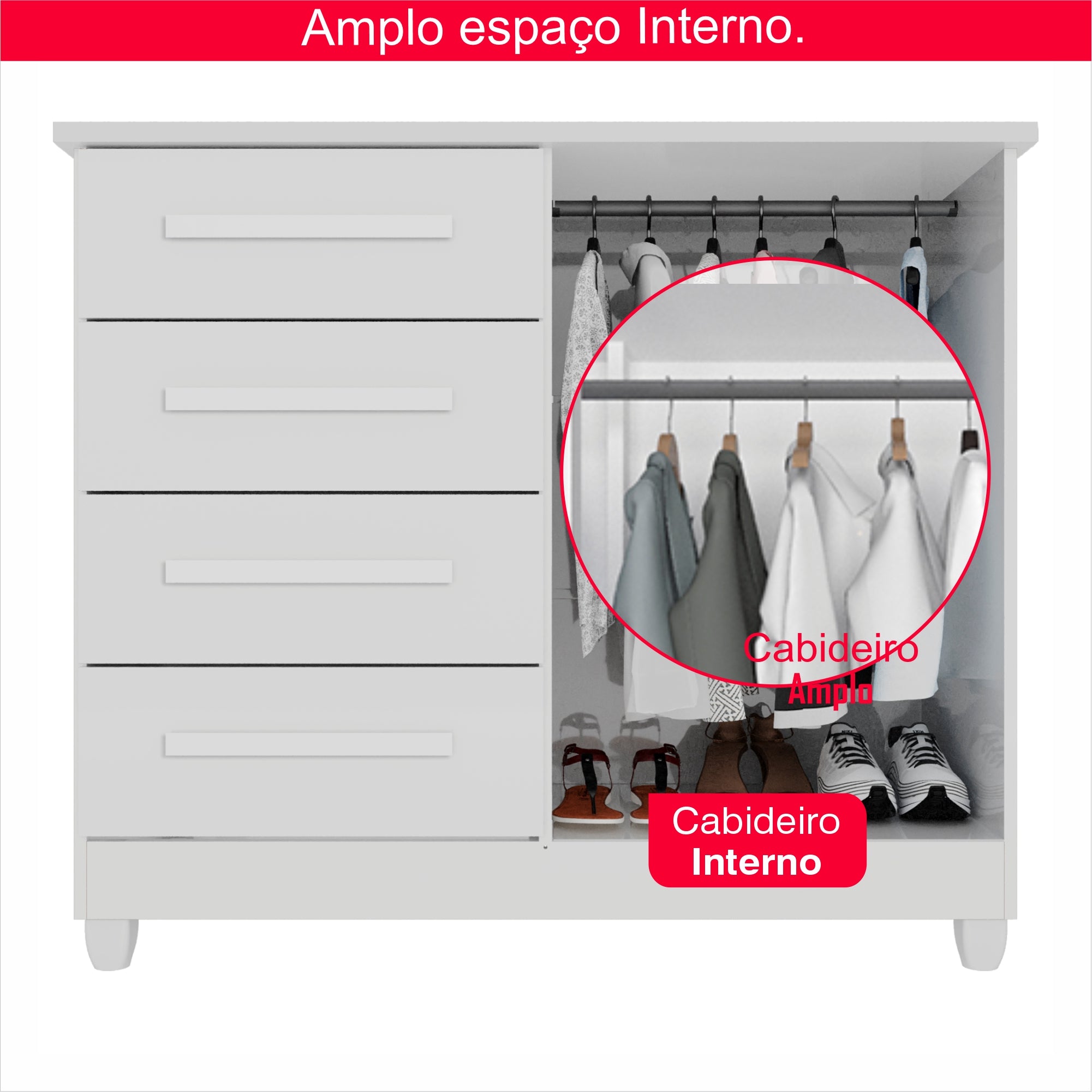 Cômoda 2 Portas 4 Gavetas Madri Com Sapateira