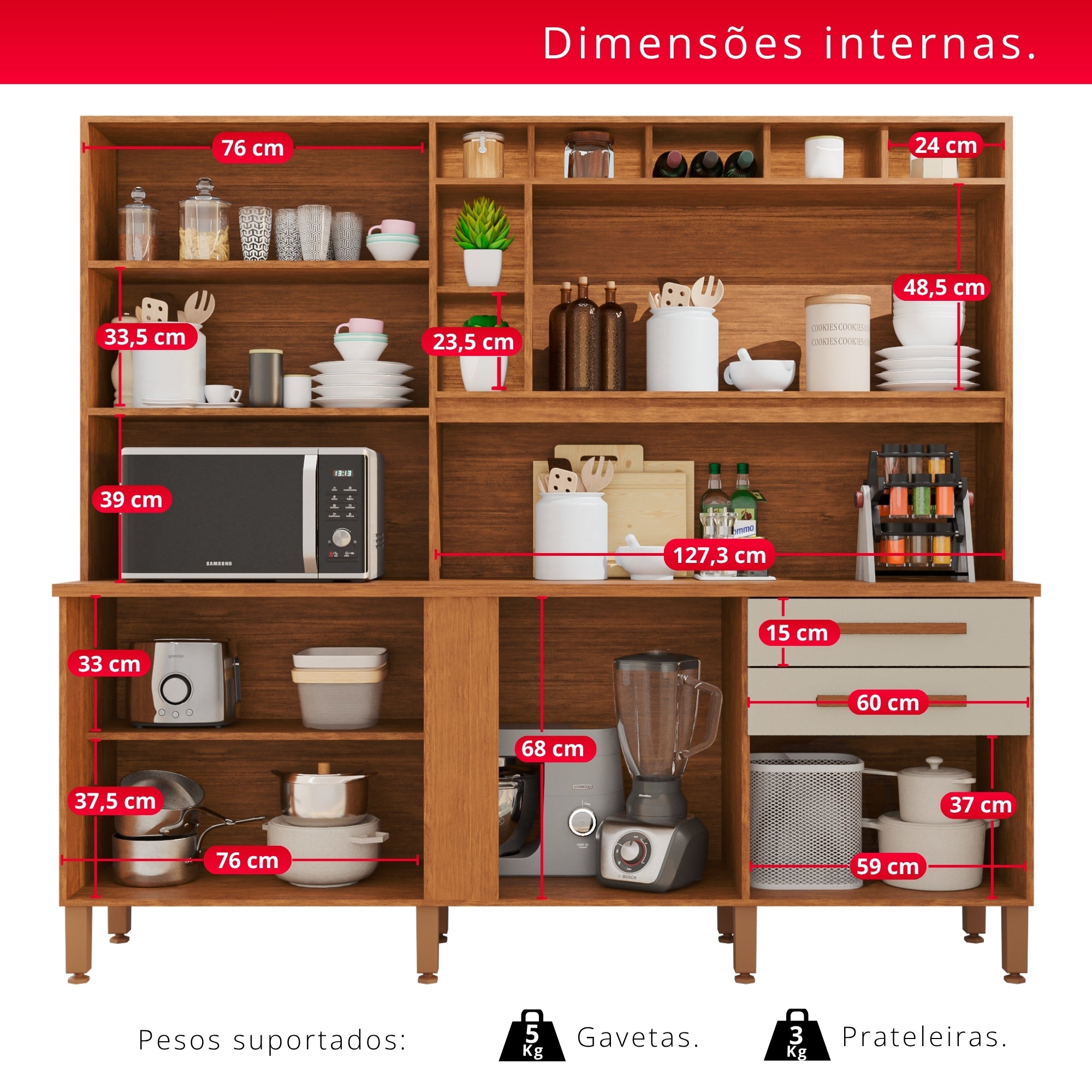 Cozinha Aurora 8 Portas e 2 Gavetas