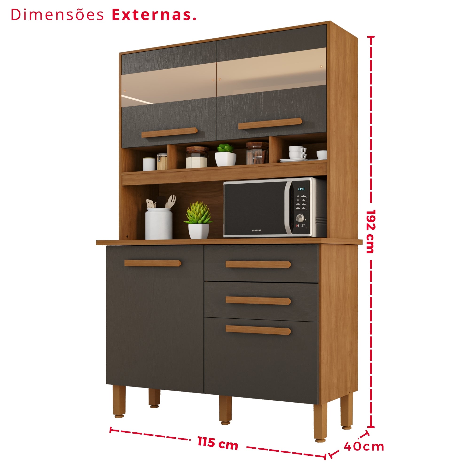 Cozinha Sara 4 Portas e 2 Gavetas Com Espelhos