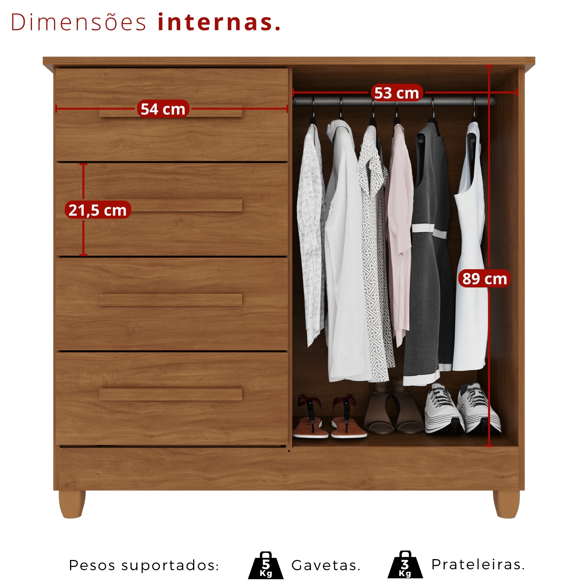 Cômoda 2 Portas 4 Gavetas Madri Com Sapateira