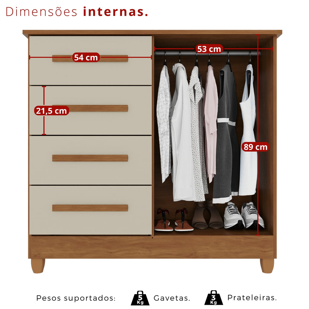 Cômoda 2 Portas 4 Gavetas Madri Com Sapateira
