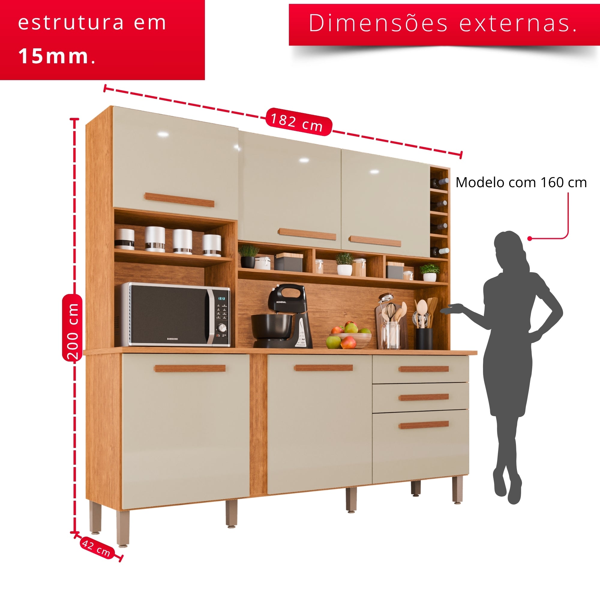 Cozinha Amanda 6 Portas e 2 Gavetas