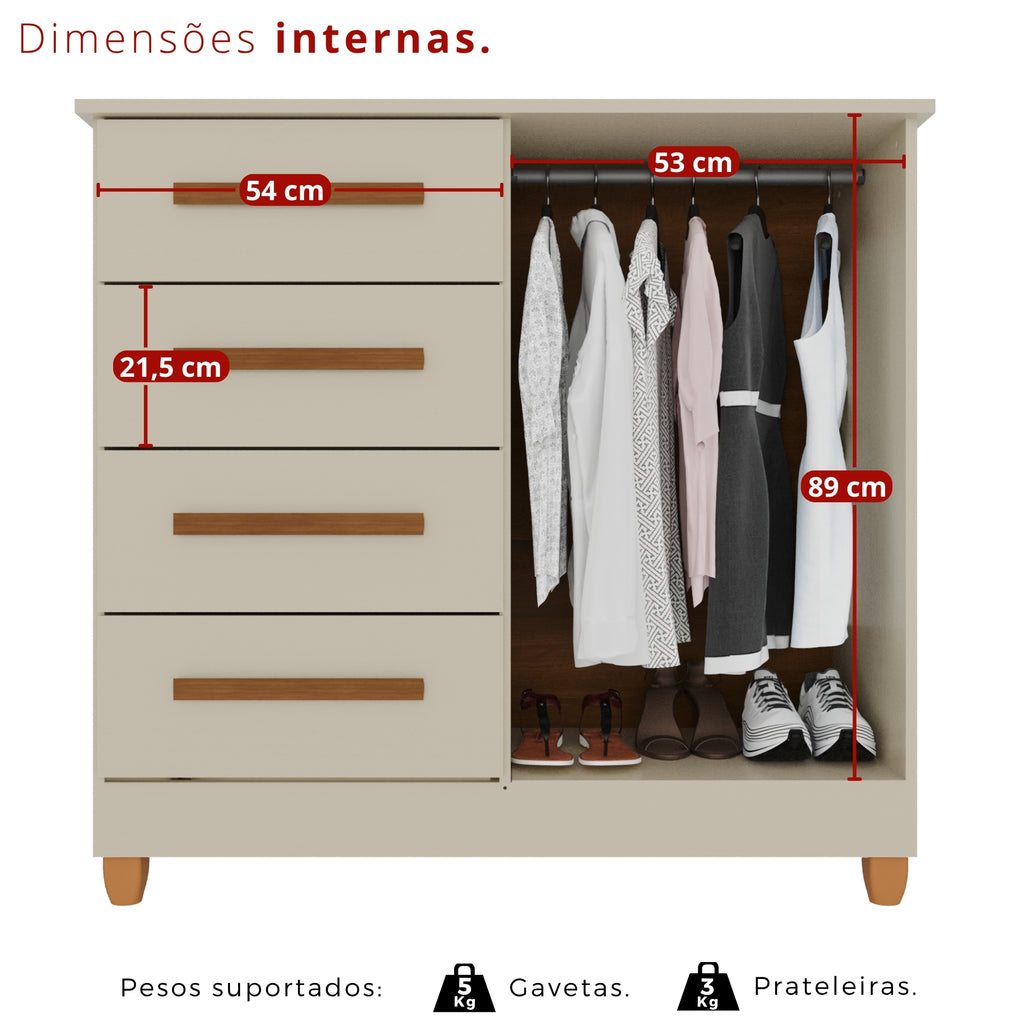 Cômoda 2 Portas 4 Gavetas Madri Com Sapateira