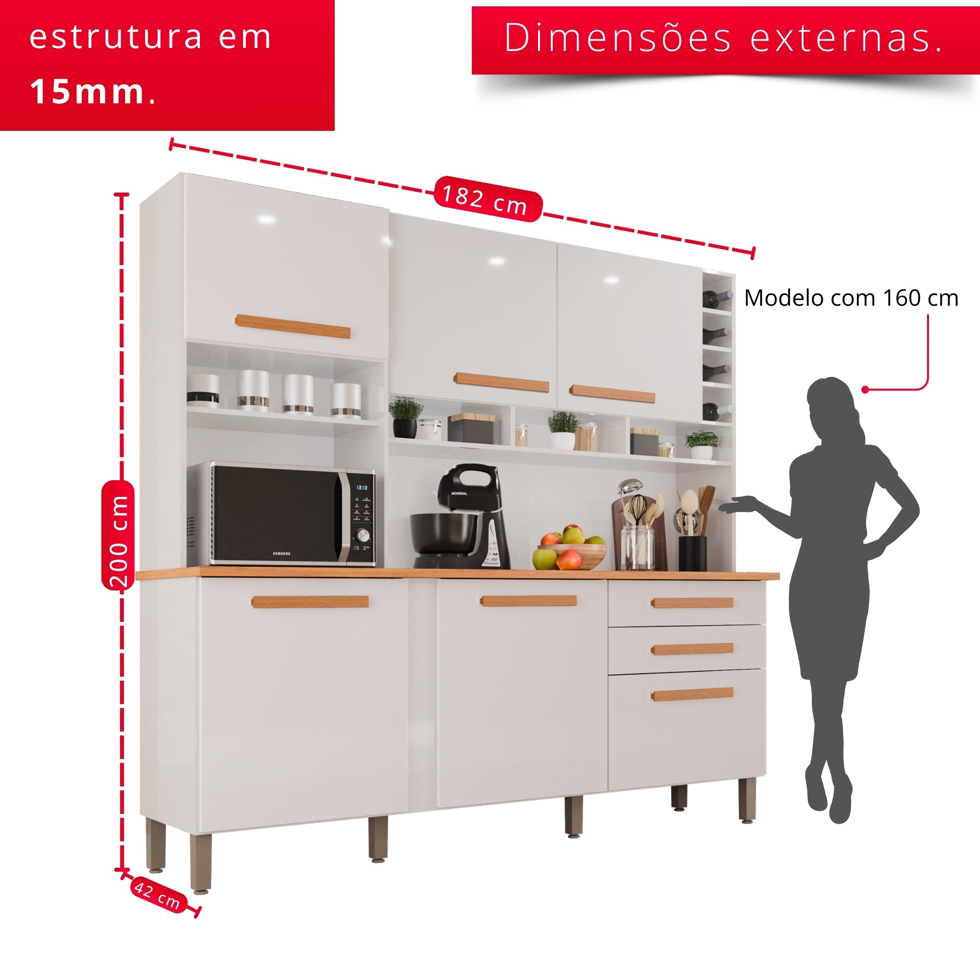 Cozinha Amanda 6 Portas e 2 Gavetas