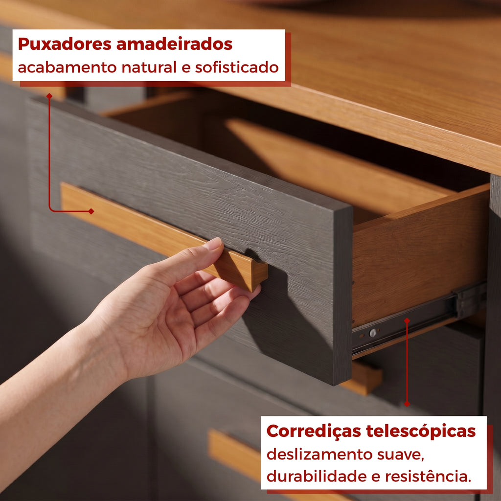 Cozinha Sara 4 Portas e 2 Gavetas Com Espelhos