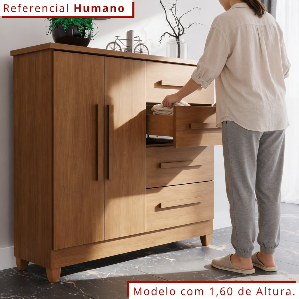 Cômoda 2 Portas 4 Gavetas Madri Com Sapateira