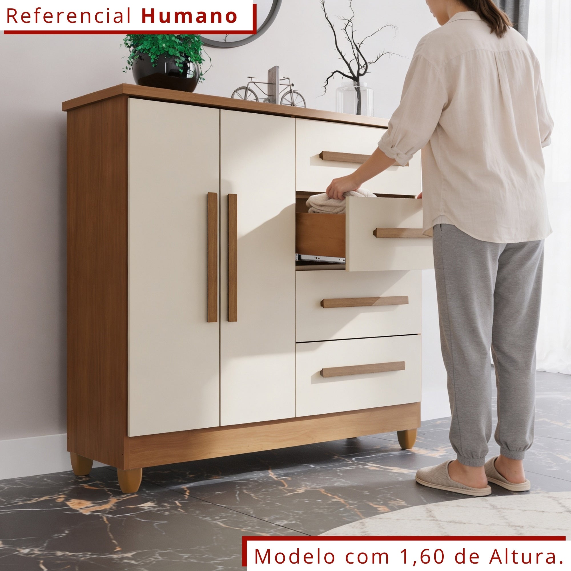 Cômoda 2 Portas 4 Gavetas Madri Com Sapateira