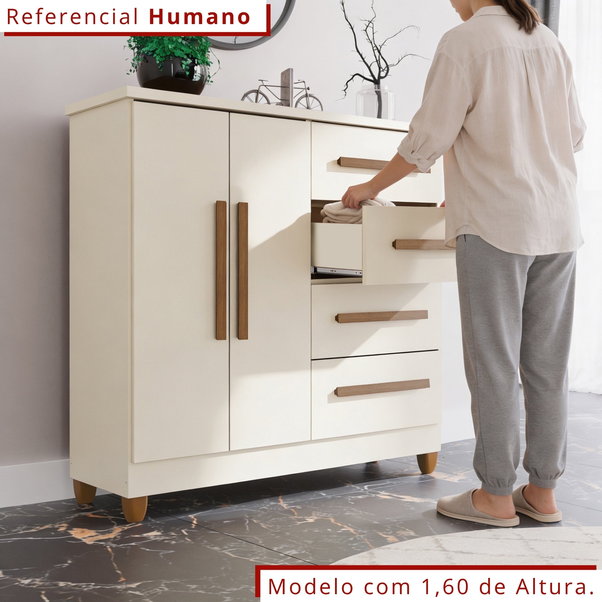 Cômoda 2 Portas 4 Gavetas Madri Com Sapateira