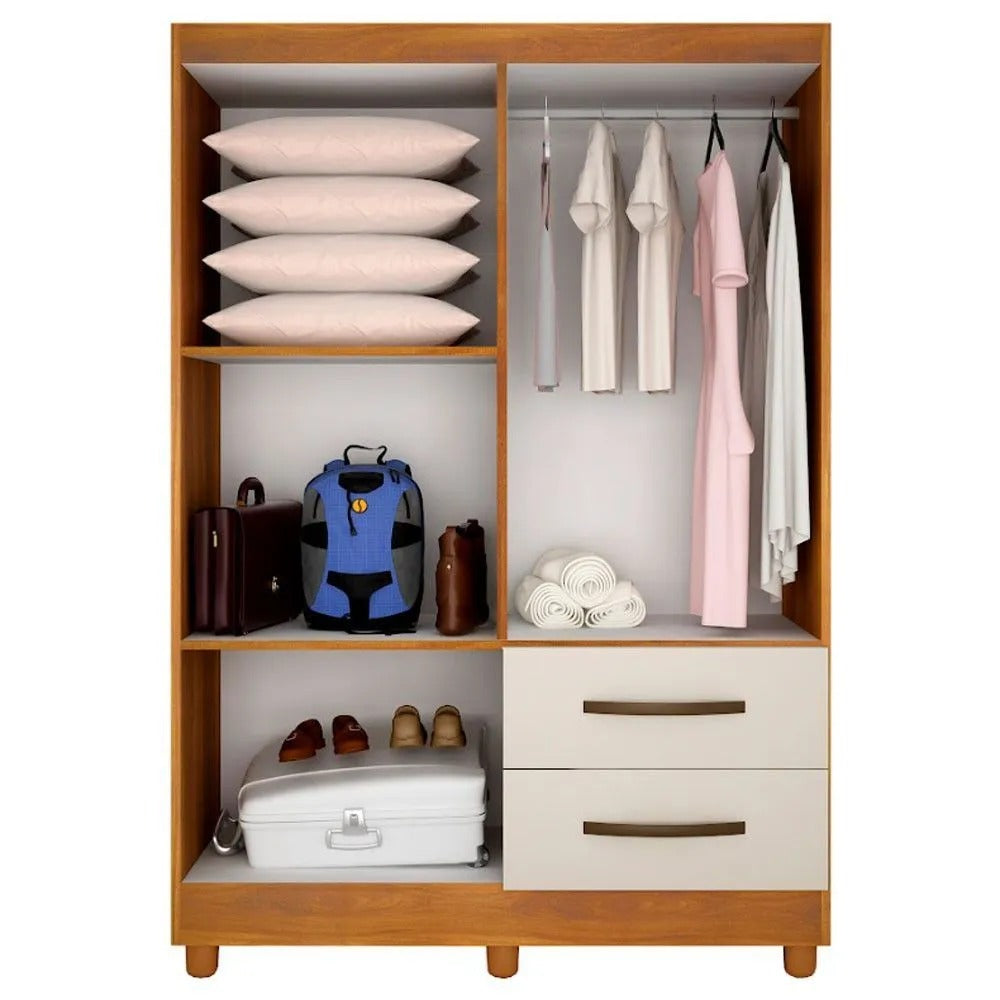 Guarda-Roupa Catar Premium 4 Portas 2 Gavetas com Espelho