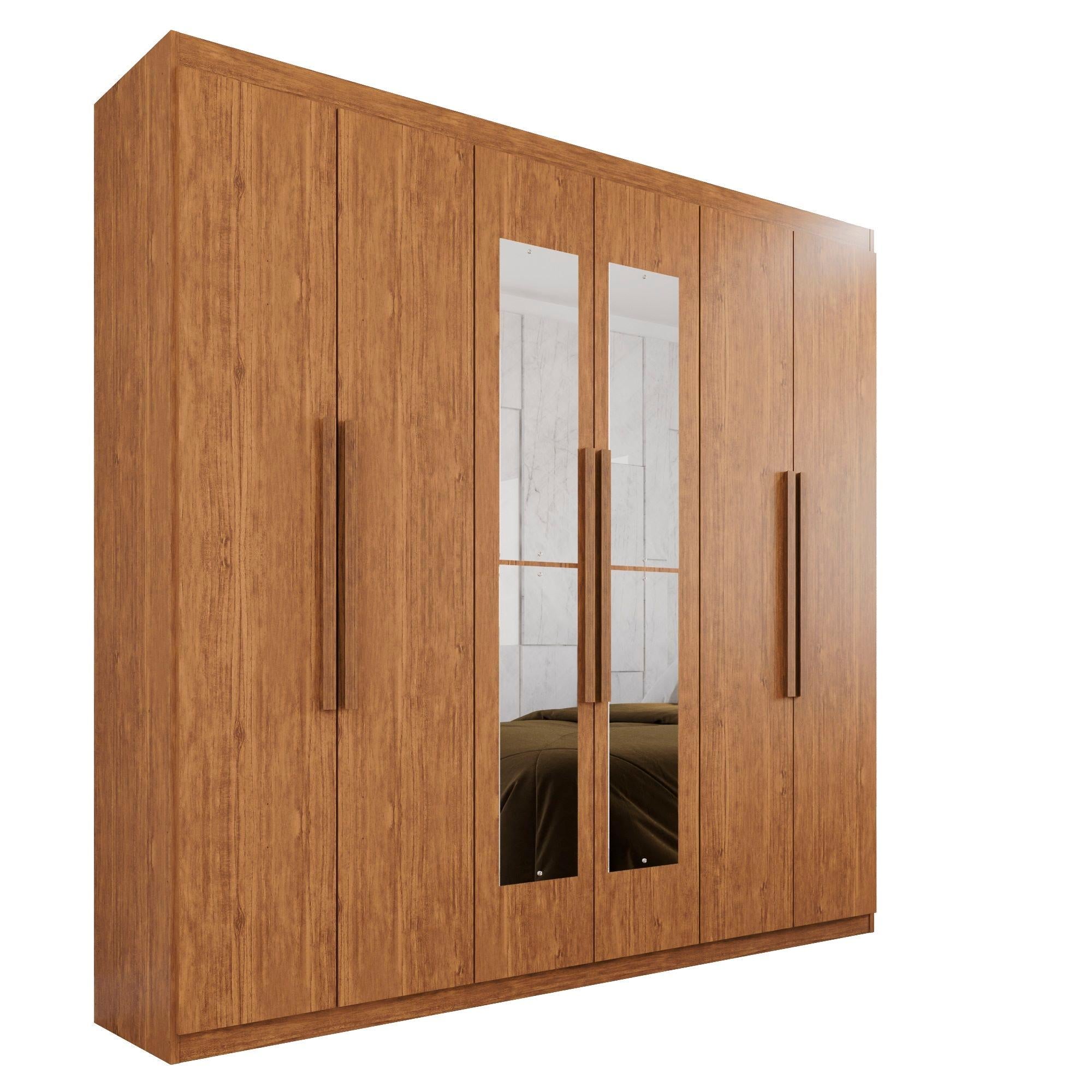 Guarda-Roupa Casal  6 Portas e 4 Gavetas Espanha Com Espelho