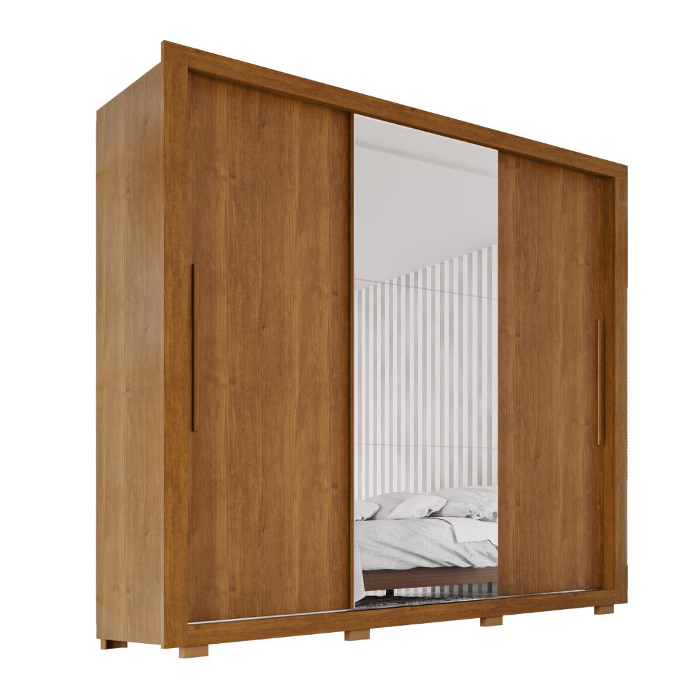 Guarda-Roupa Casal Luna 3 Portas de Correr 4 Gavetas com Espelho