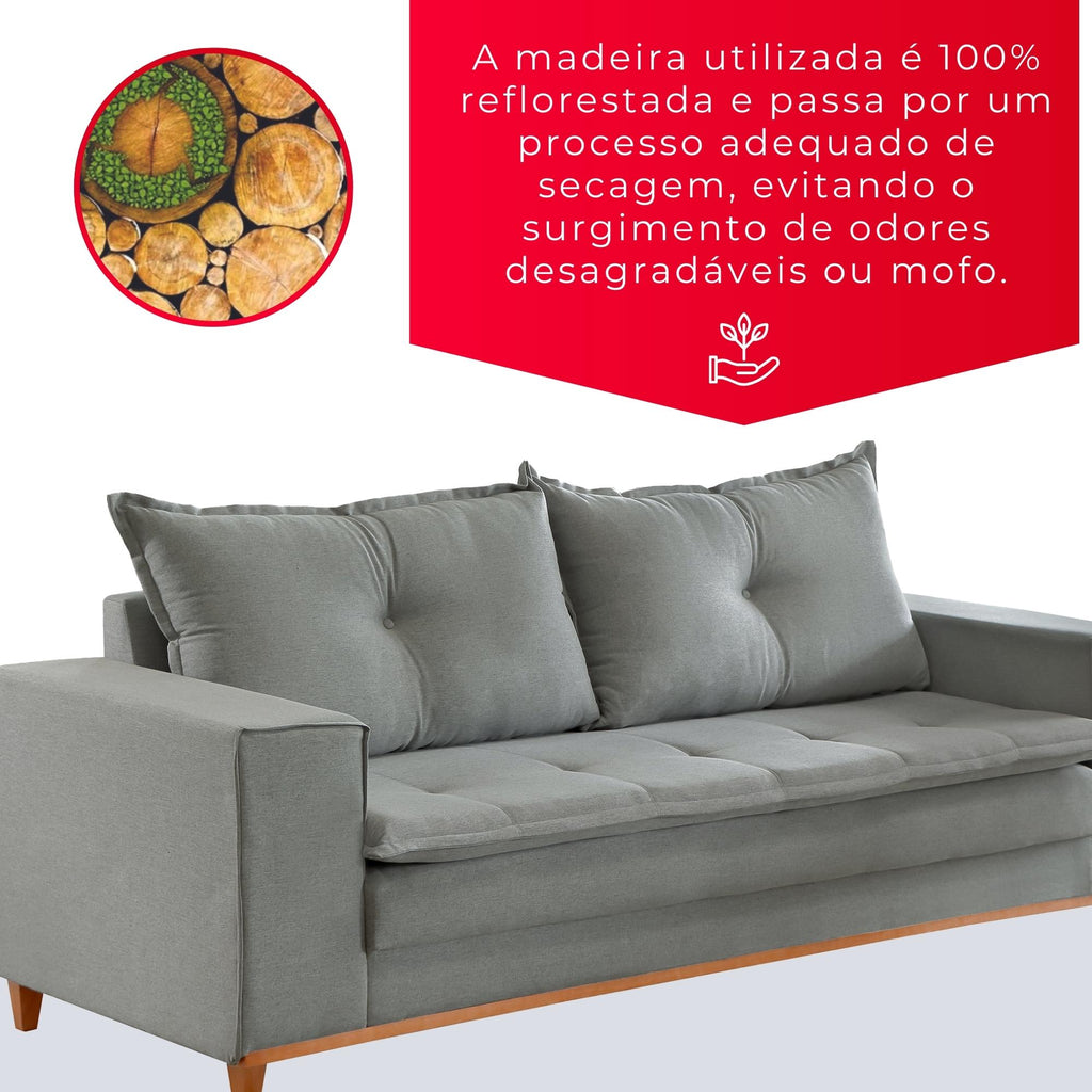 Sofá 2 Lugares Bellagio 2,00m | Revestimento Linho | Cinza