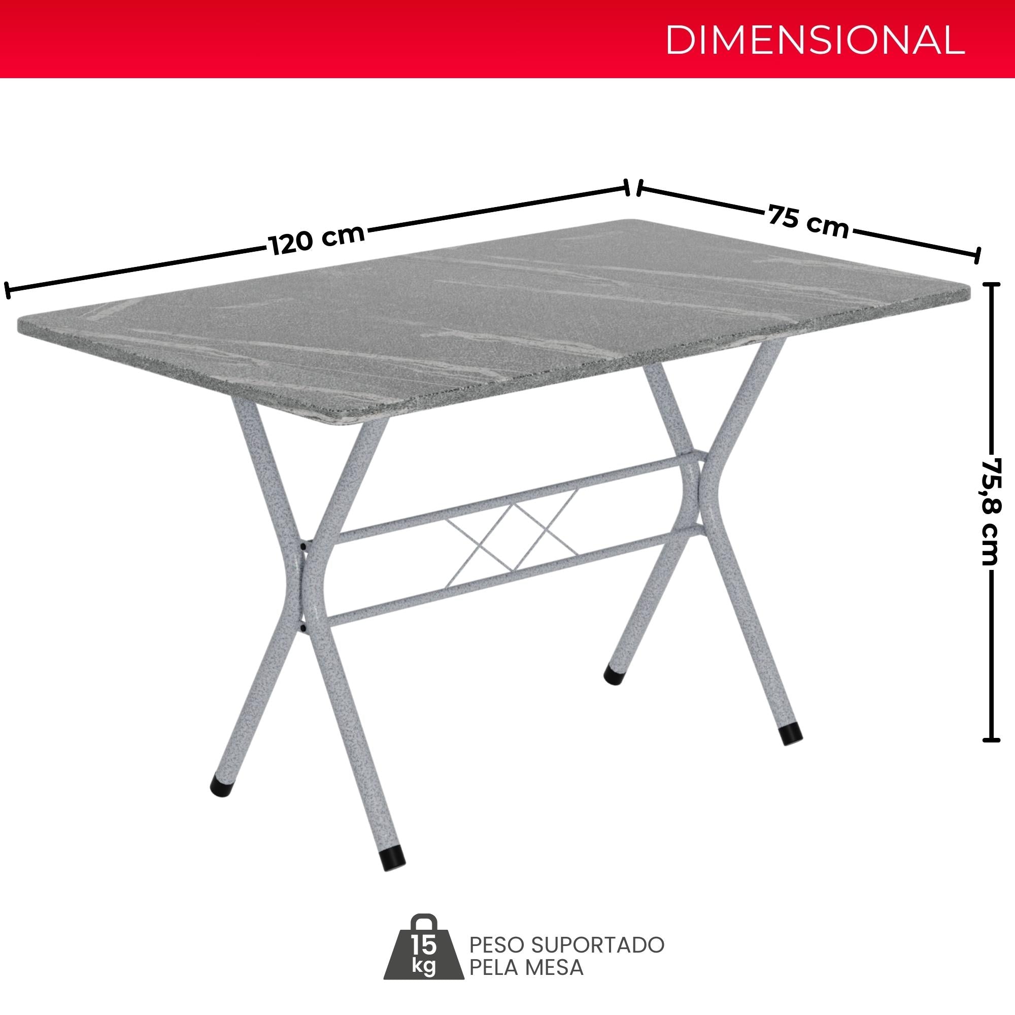 Mesa Helena – Tampo Granito Topázio 120x75cm