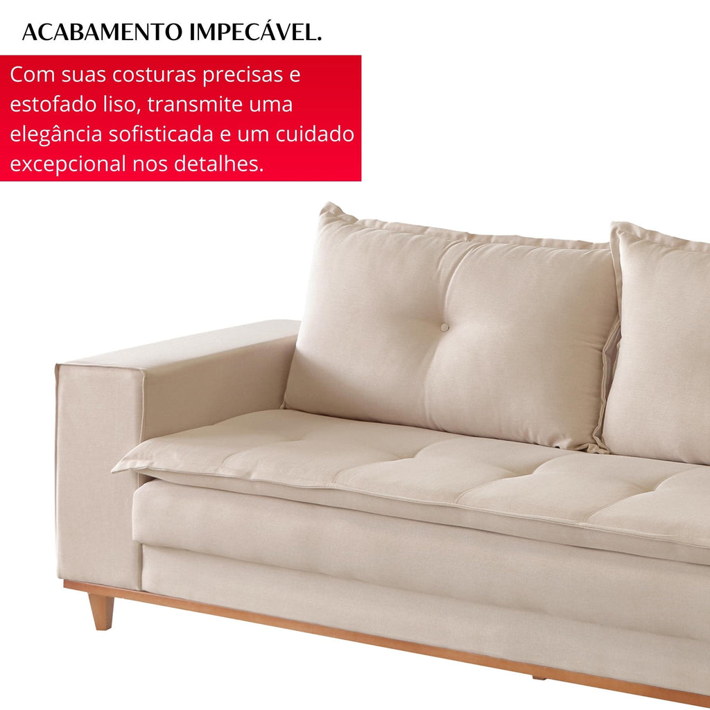 Sofá 2 Lugares Bellagio 2,00m | Revestimento Linho | Bege