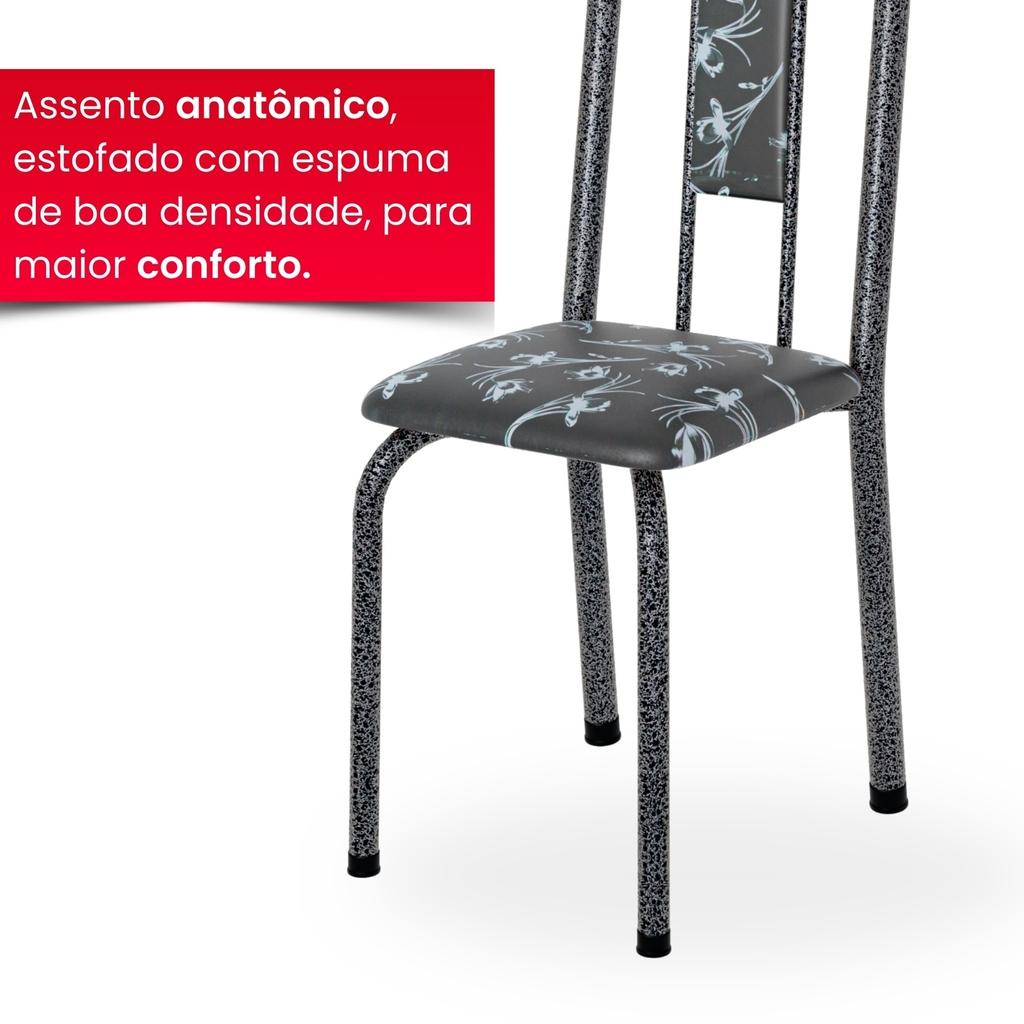 Conjunto de Mesa Brenda com 6 Cadeiras | Tampo Granito Topázio 140x75cm | Mart Prata