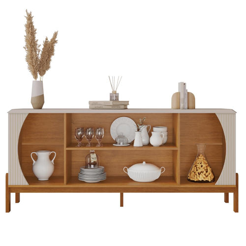 Buffet Heras 181 cm | 4 Portas, Pés de Madeira e Detalhe Frisado
