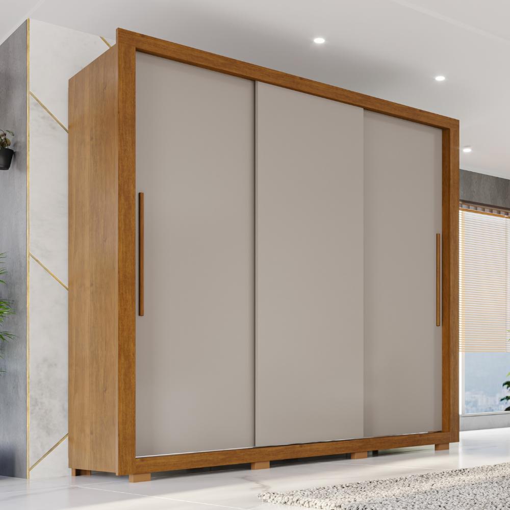 Guarda-Roupa Casal Luna  3 Portas de Correr 4 Gavetas