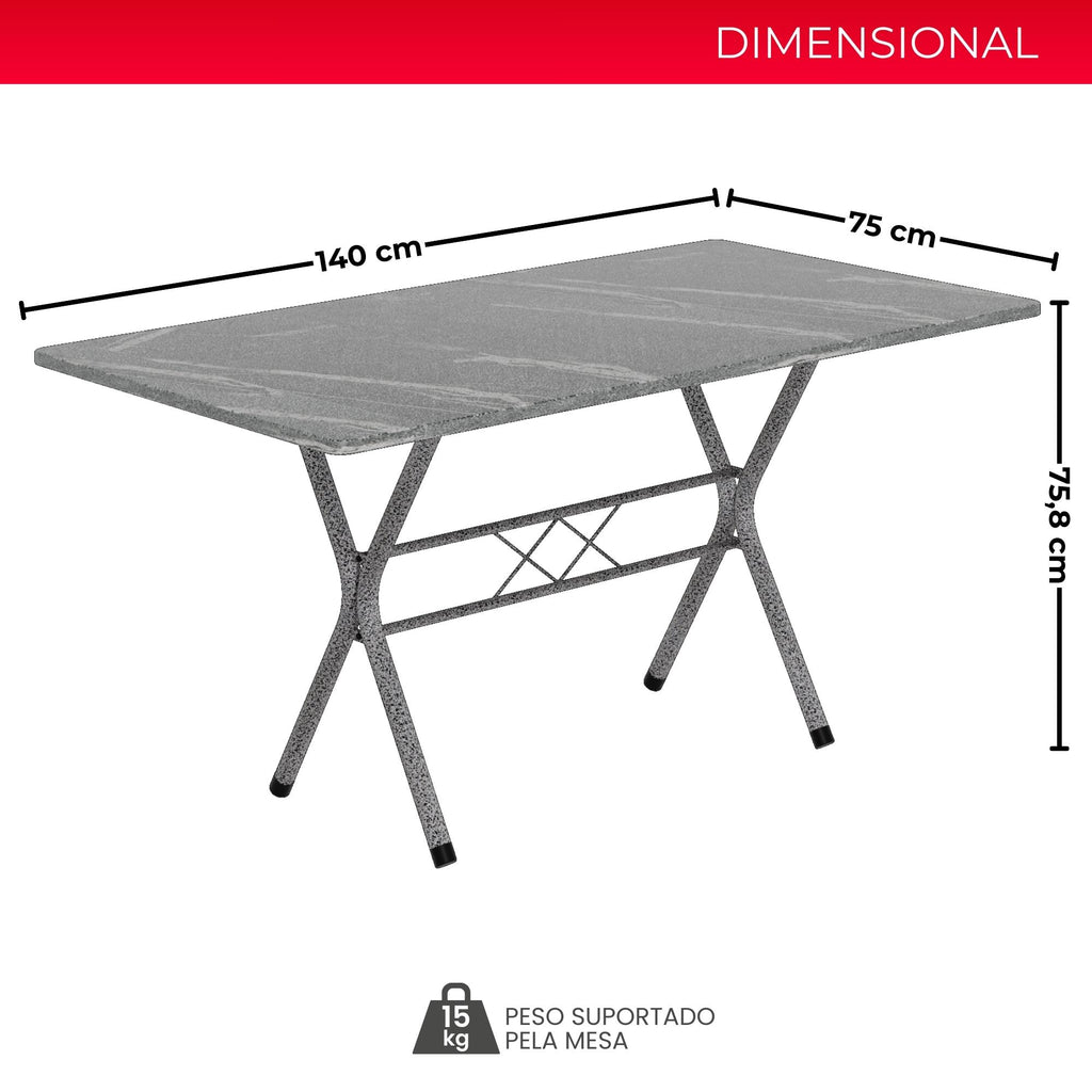 Mesa Helena – Tampo Granito Ocre 140x75cm