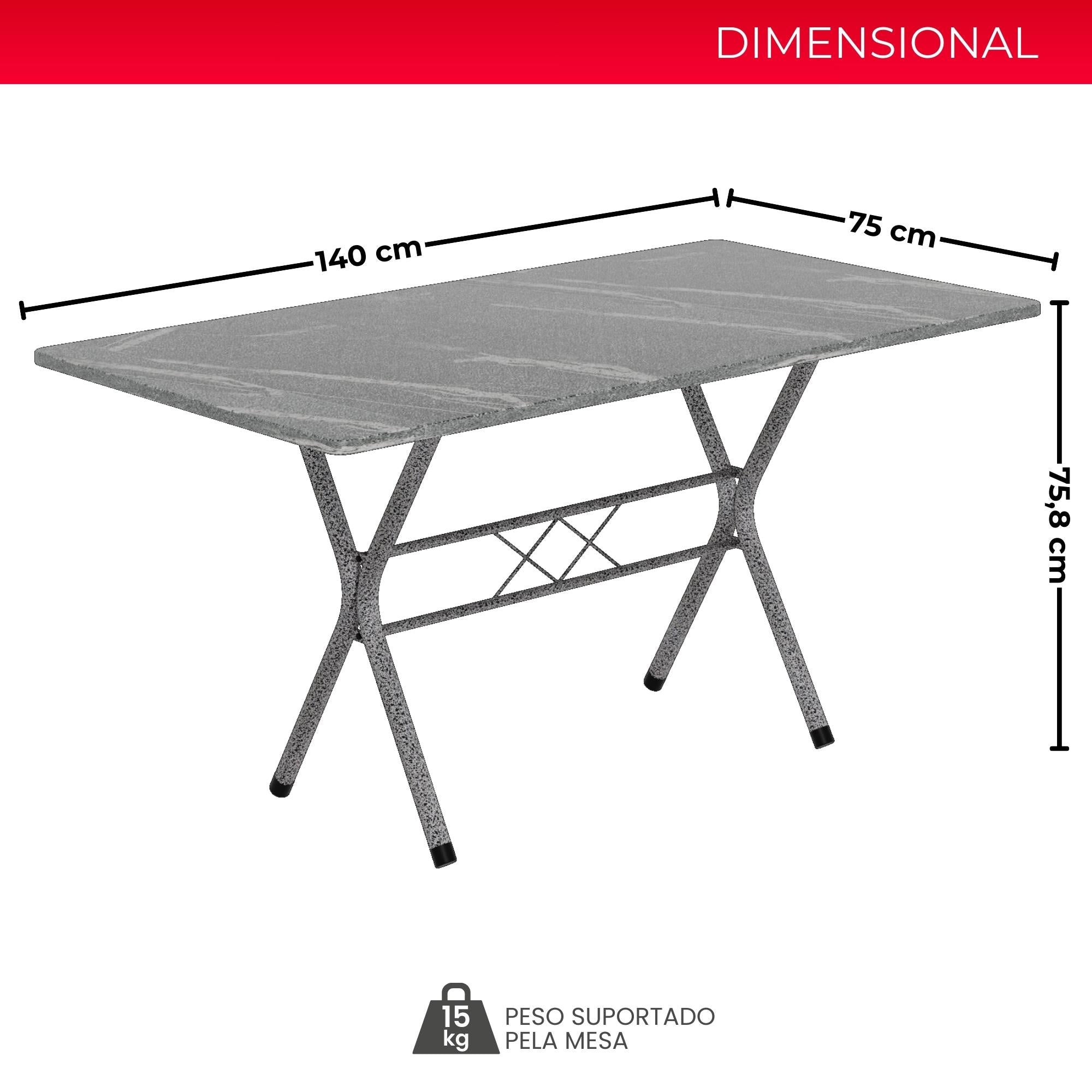 Mesa Helena – Tampo Granito Ocre 140x75cm