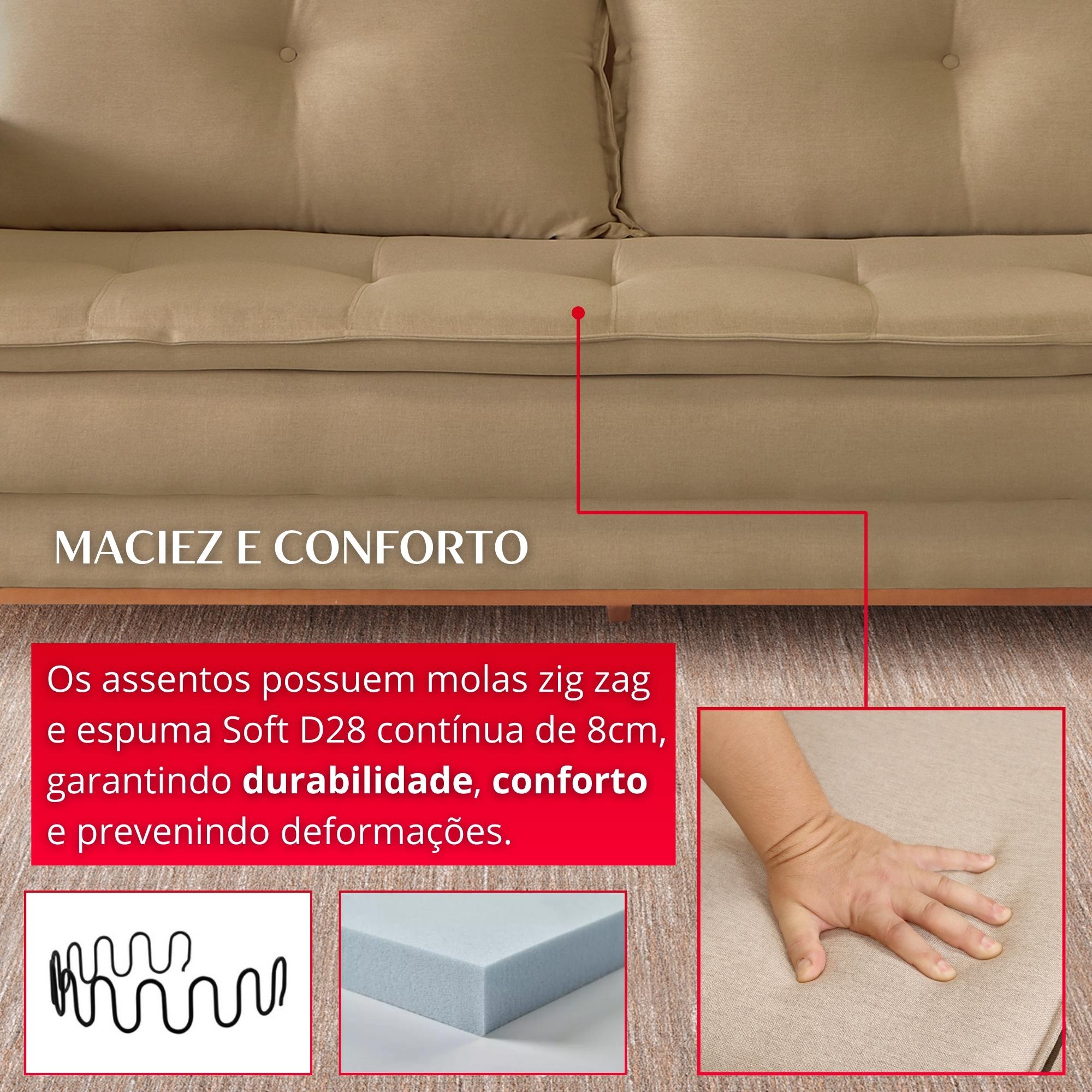 Sofá 2 Lugares Bellagio 2,00m | Revestimento Linho | Castor