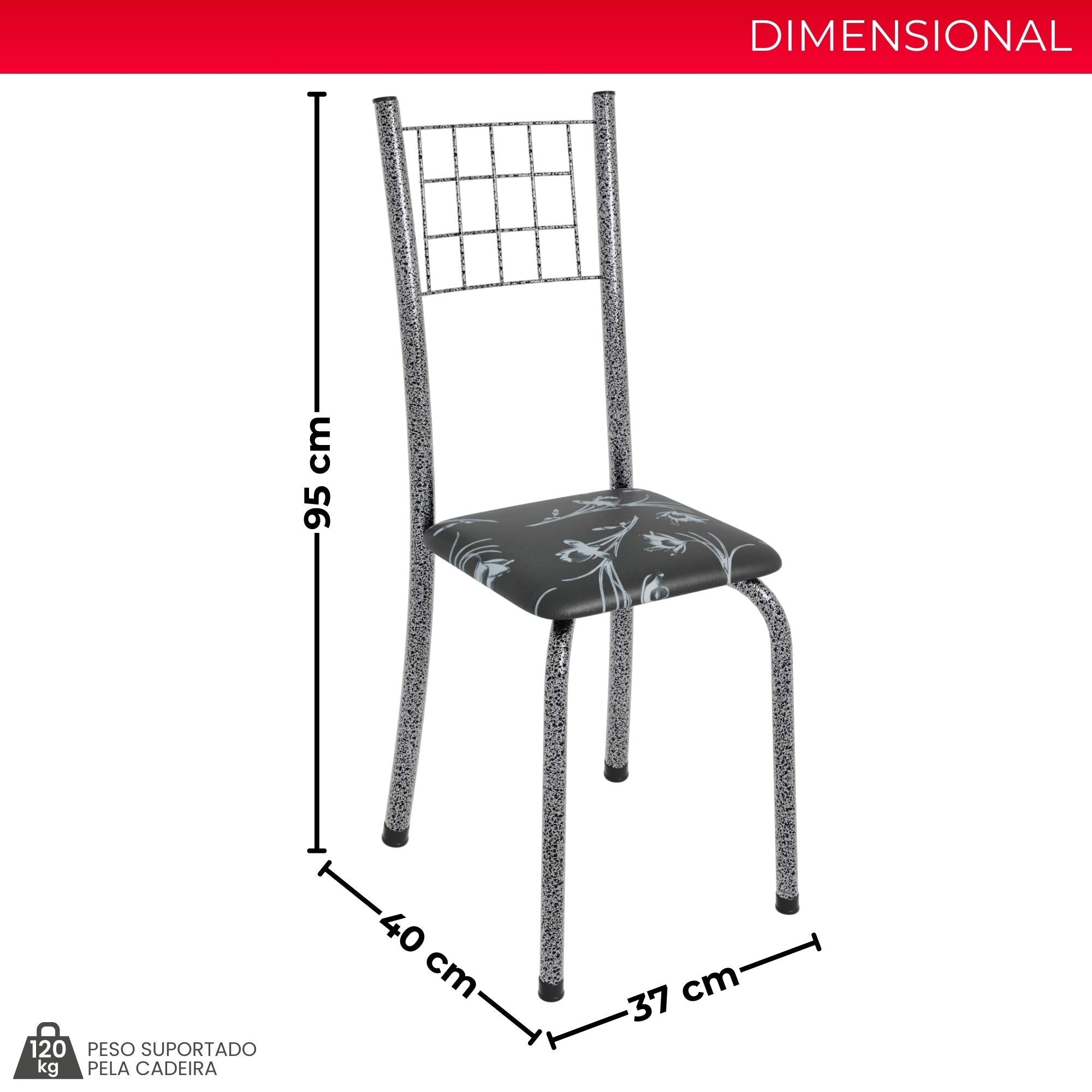 Kit 4 Cadeiras Mel Prata | Aço | Estofadas