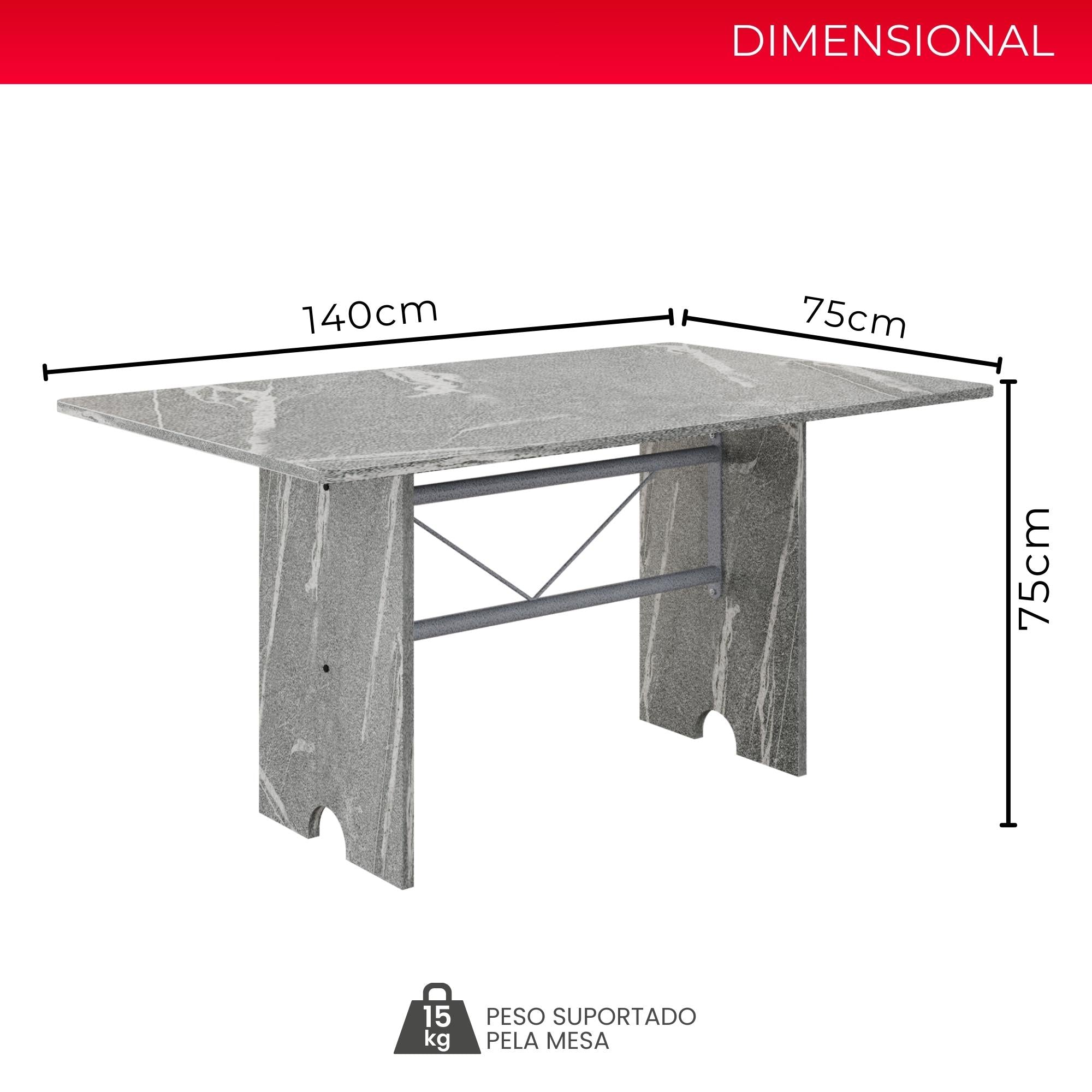 Mesa 070 Leticia - Granito Topázio 140x75cm