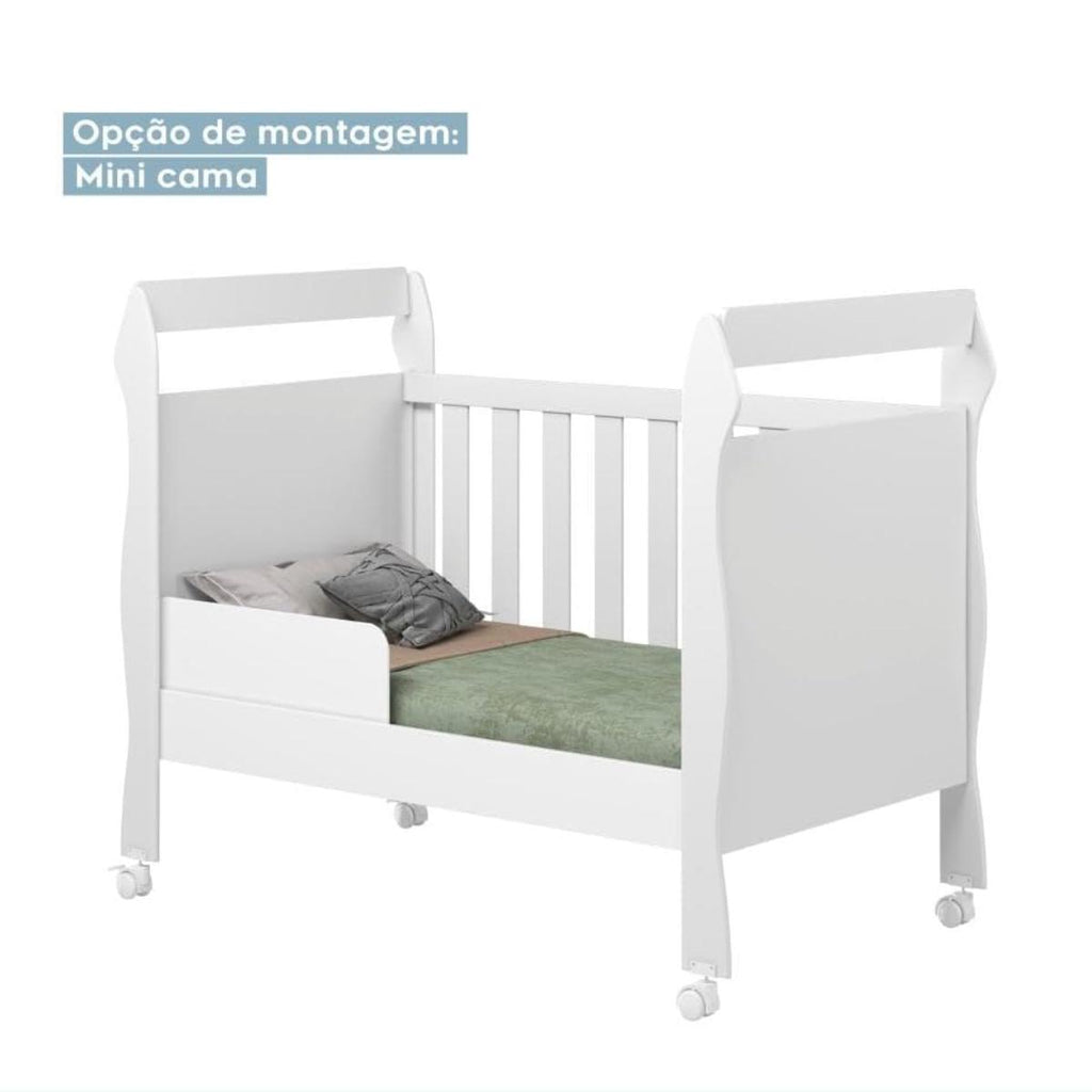 Mini Berço Americano 3 em 1 | Berço, Cama e Sofá | MDF | Branco