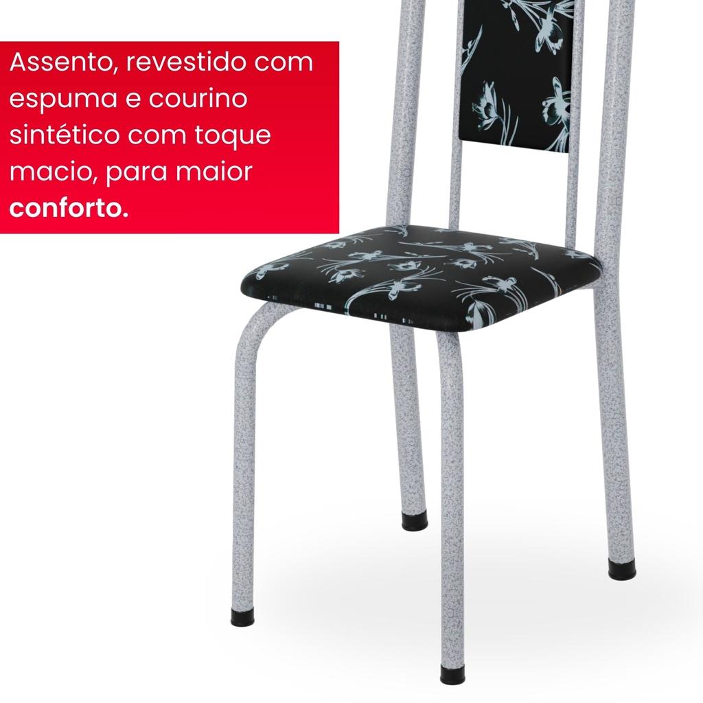 Conjunto de Mesa Tubular Mart Perola 4 Cadeiras 120x75cm – Tampo Granito Ocre | Letícia 070
