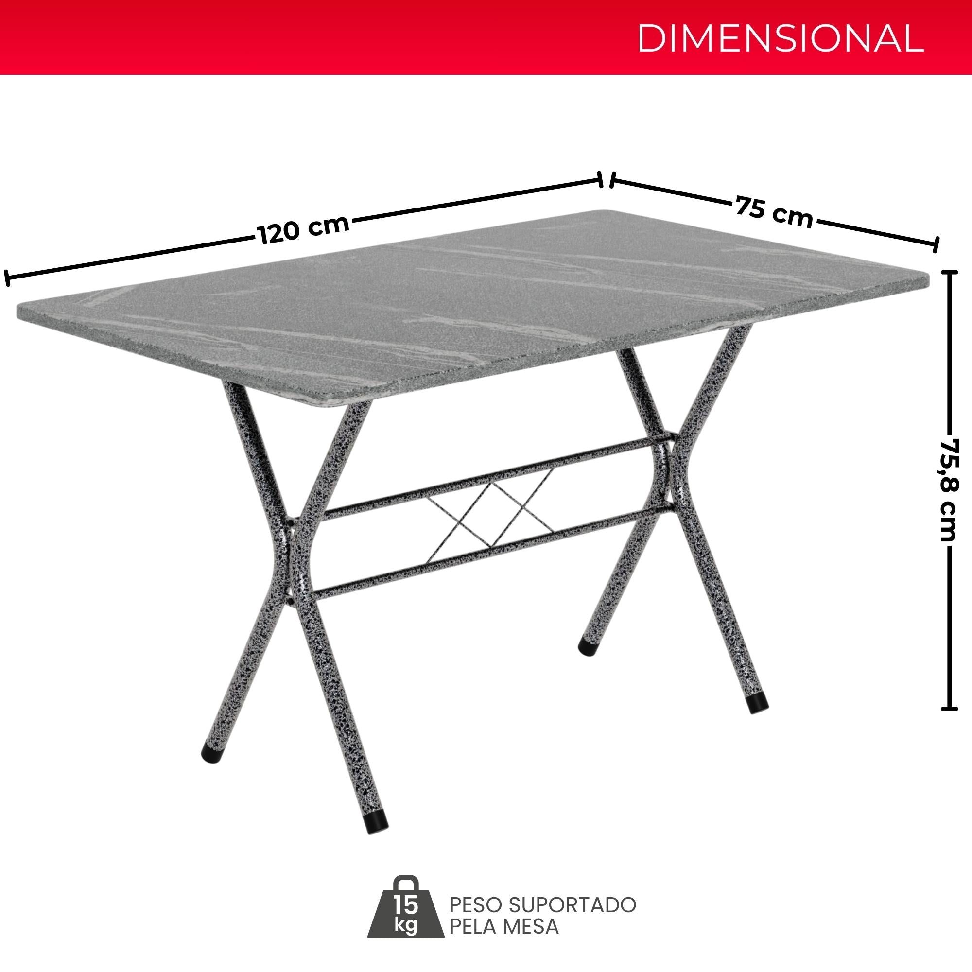 Mesa Helena – Tampo Granito Topázio 120x75cm