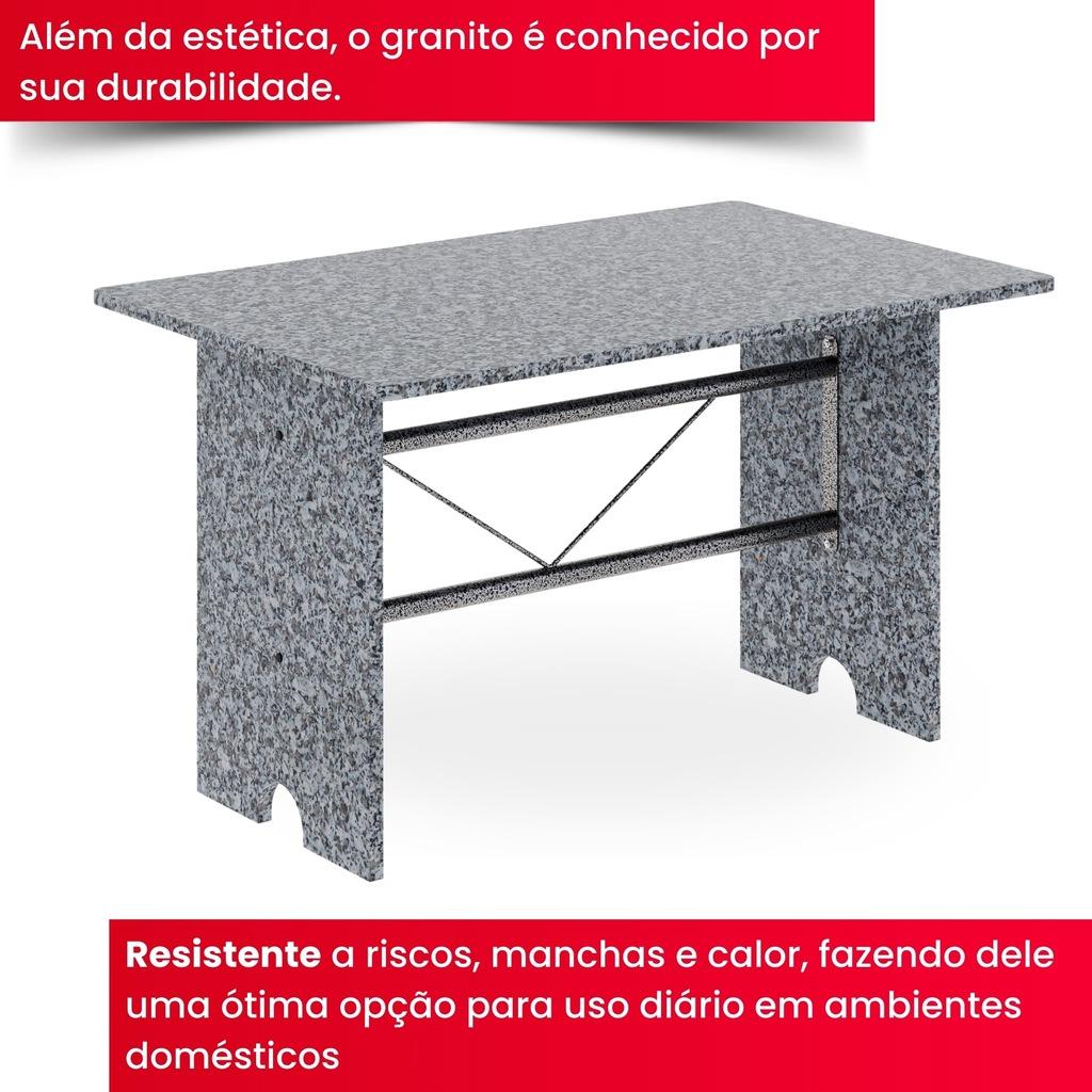 Conjunto de Mesa Tubular Mart Prata 4 Cadeiras 120x75cm – Tampo Granito Ocre | Letícia 070
