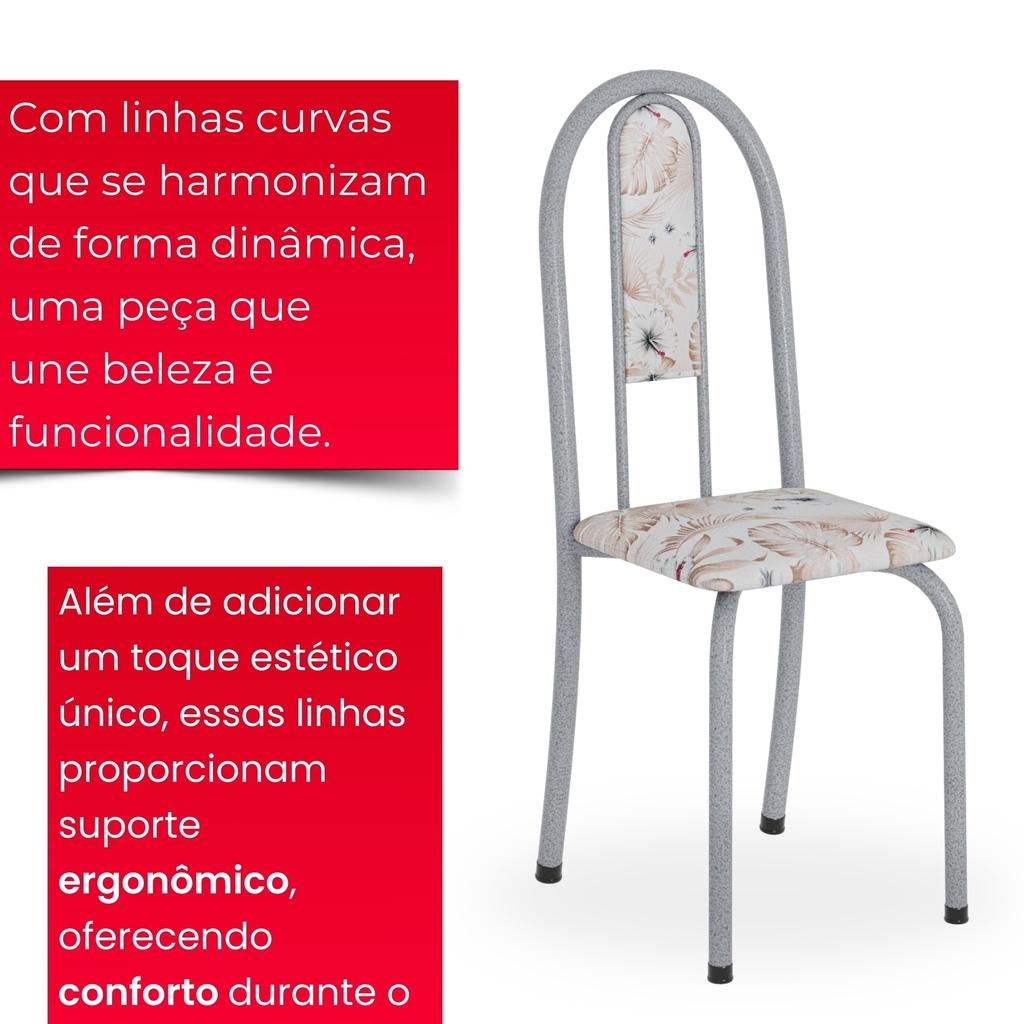 Conjunto de Mesa Tubular Mart Perola 4 Cadeiras 70x70cm – Tampo Granito Topázio | Isabel 030