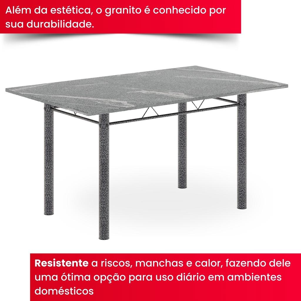 Conjunto de Mesa Brenda com 6 Cadeiras | Tampo Granito Topázio 140x75cm | Mart Prata