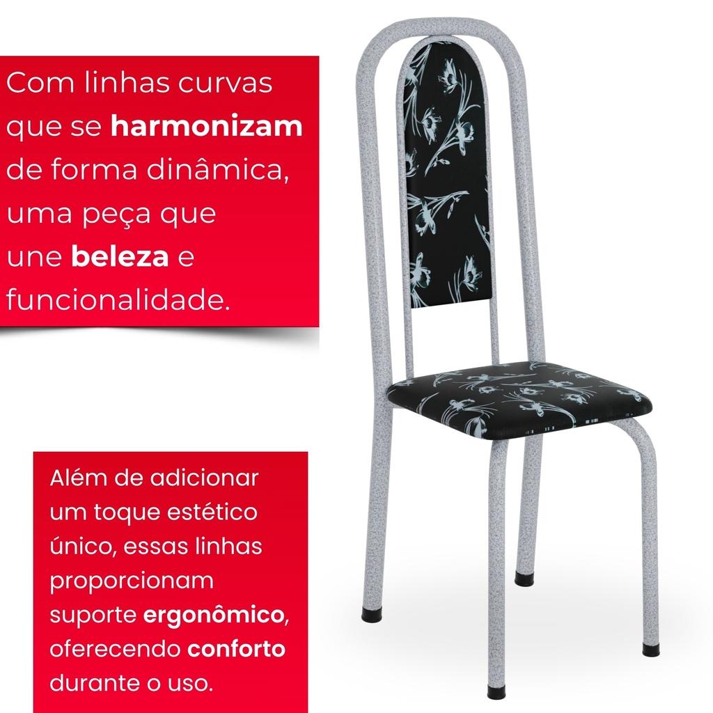 Conjunto de Mesa Tubular Mart Perola 4 Cadeiras 120x75cm – Tampo Granito Ocre | Letícia 070