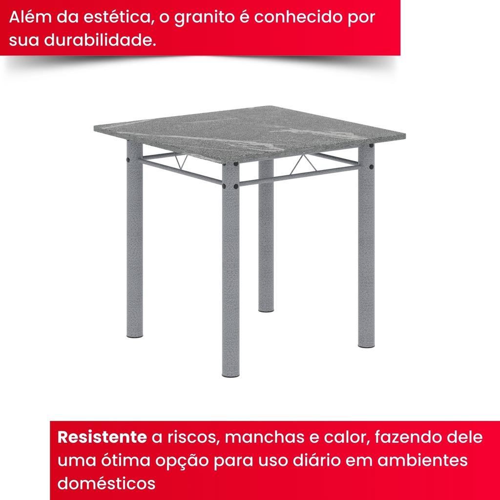 Conjunto de Mesa Tubular Mart Perola 4 Cadeiras 70x70cm – Tampo Granito Topázio | Isabel 030