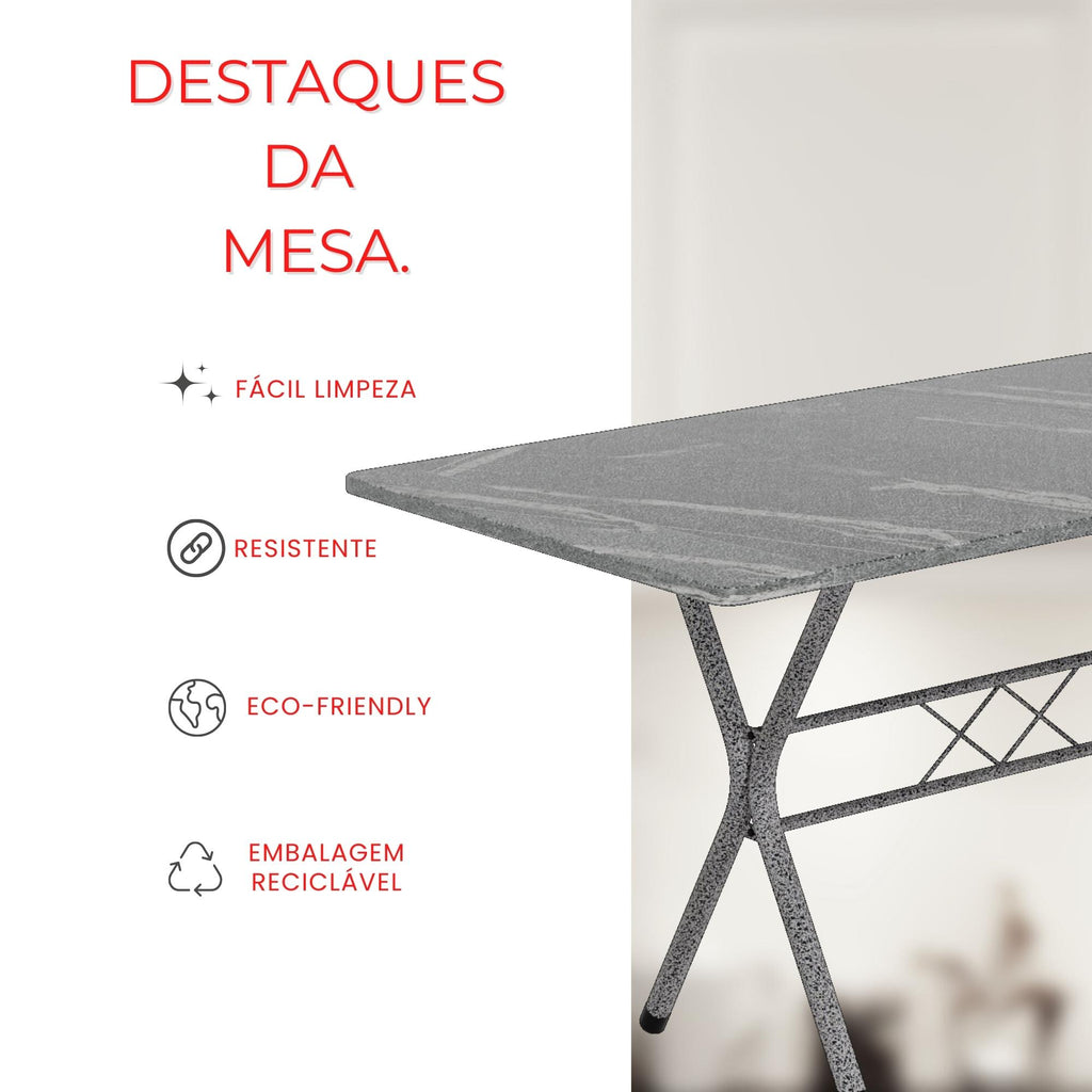 Mesa Helena – Tampo Granito Ocre 140x75cm