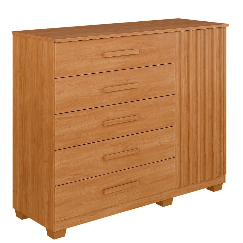 Cômoda Tóquio 5 Gavetas e 1 Porta Ripada - Cinamomo